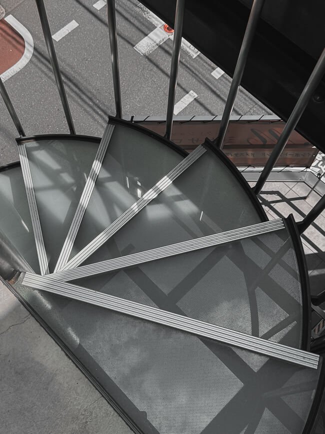 Staircase inside Tiny Ponta Coffee in Kichijoji, Tokyo