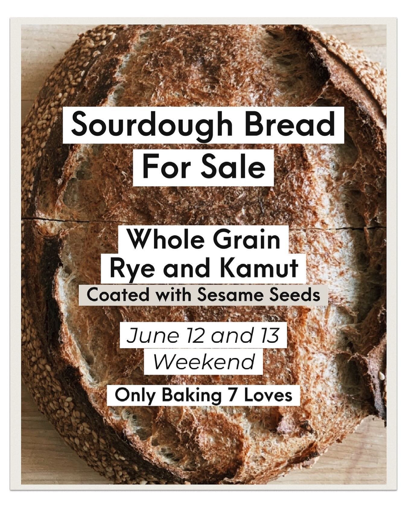 One is already Sold!  6 are still available 

Type: Whole Grain Rye and Kamut topped with Sesame Seeds
Cost: $12 dollars
Quantity: 6
When: June 12 and 13 (Saturday and Sunday)
Location: Downtown Toronto (for pickup)

Comment down below if would like 