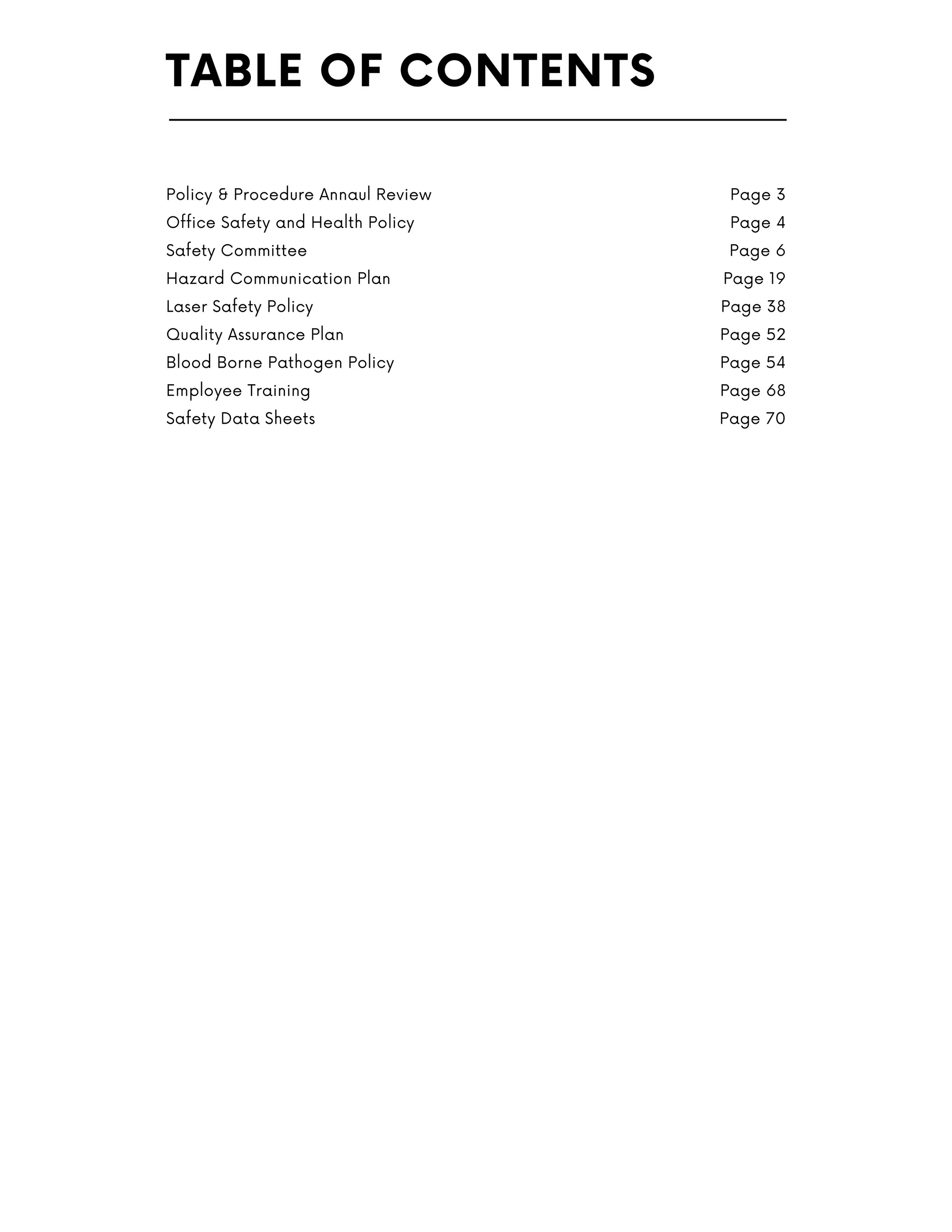 Medical Spa Safety Policy and Procedure Manual Download — The One Stop