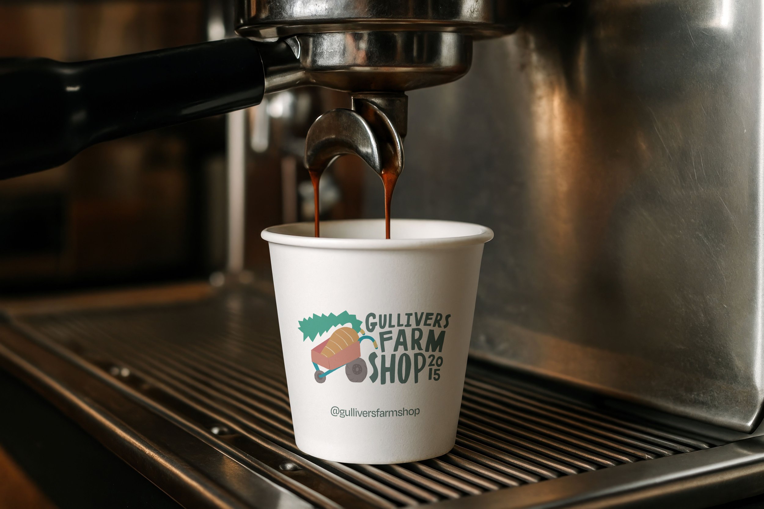 Logo design for farm used on a coffee cup