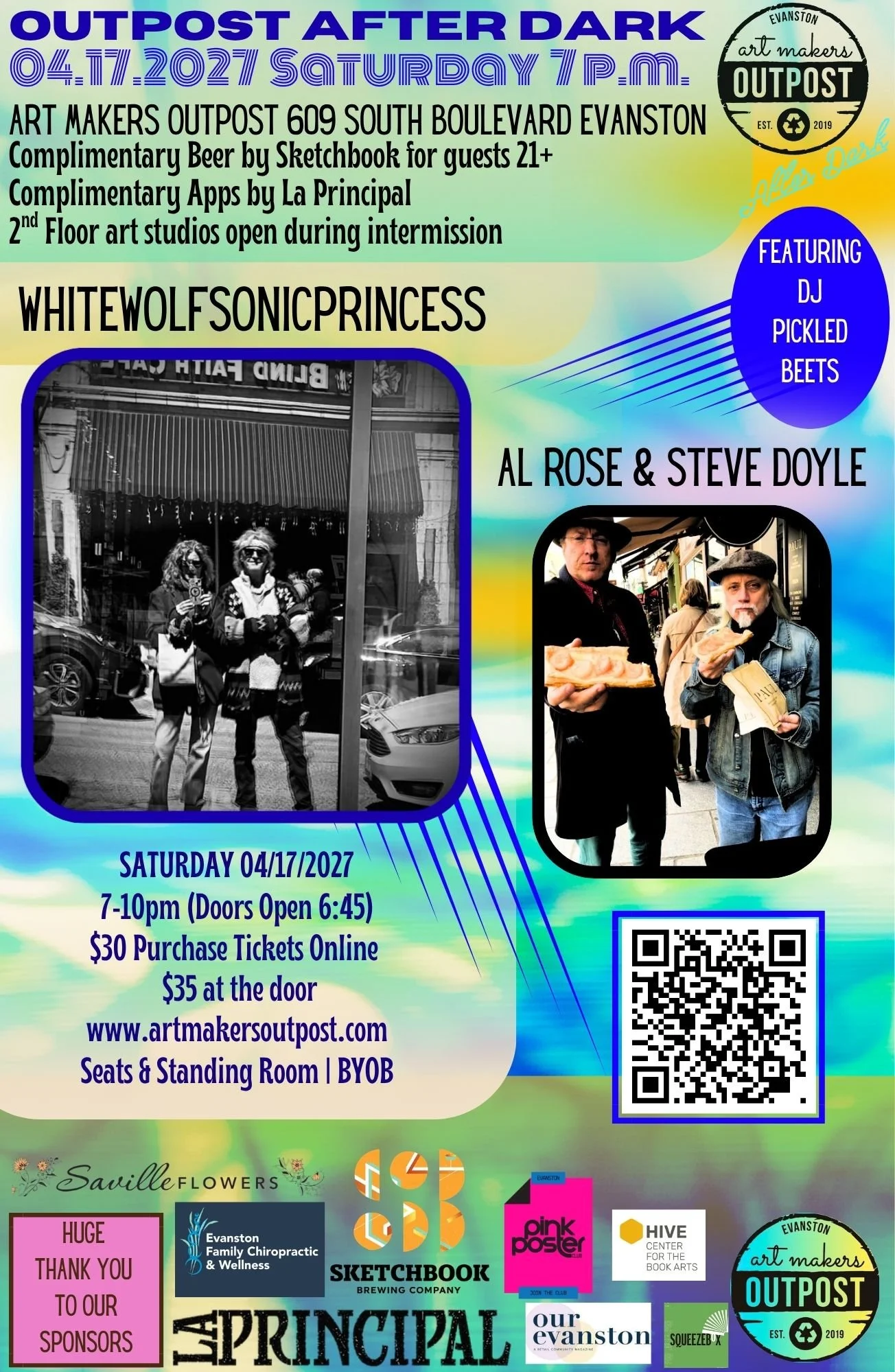 Saturday April 17, 2027 Outpost After Dark Salon Series- Whitewolfsonicprincess & Al Rose with Steve Doyle