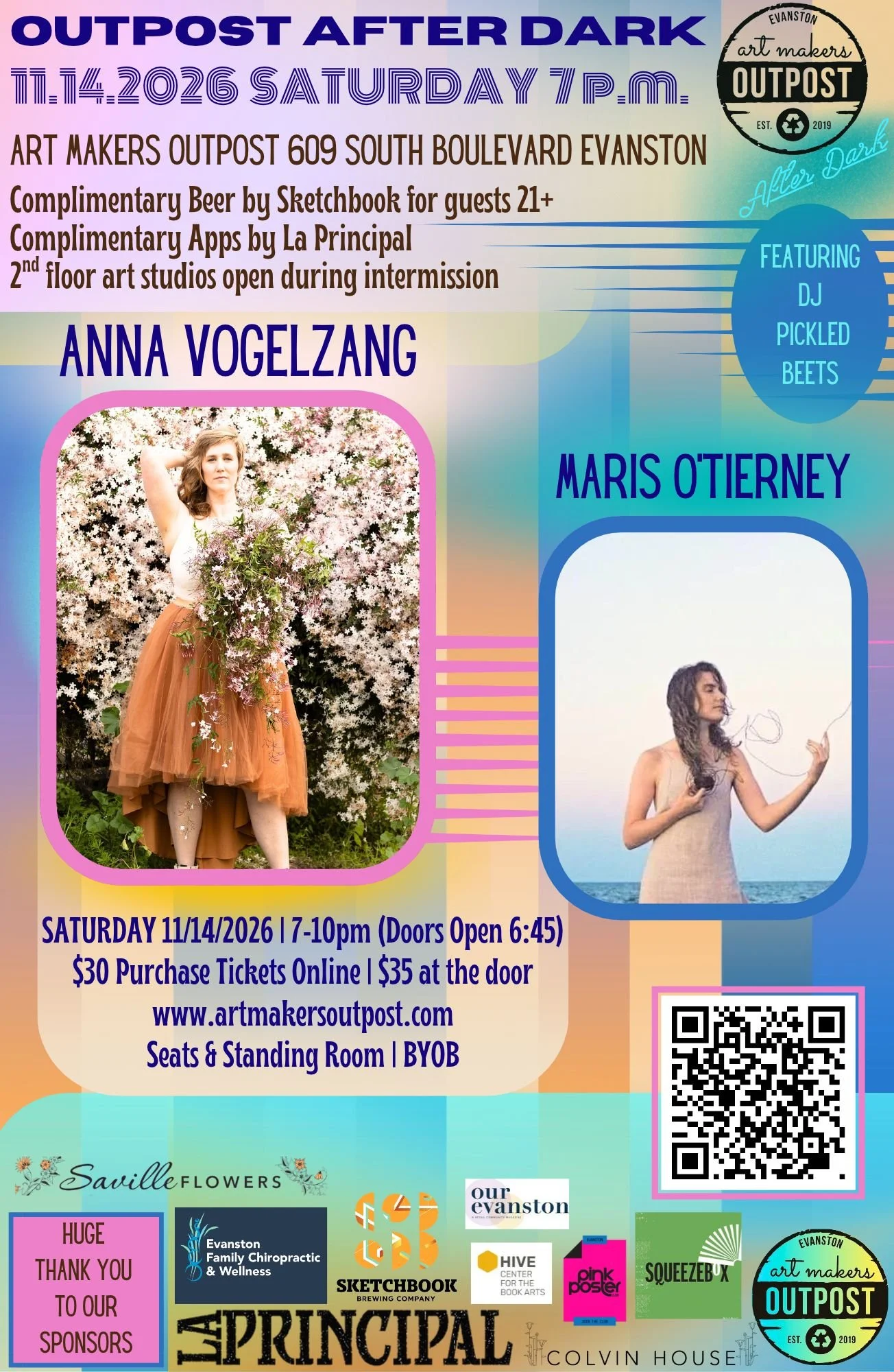 Saturday November 14, 2026 Outpost After Dark Salon Series-   ANNA VOGELZANG & Opener: Maris O'Tierney