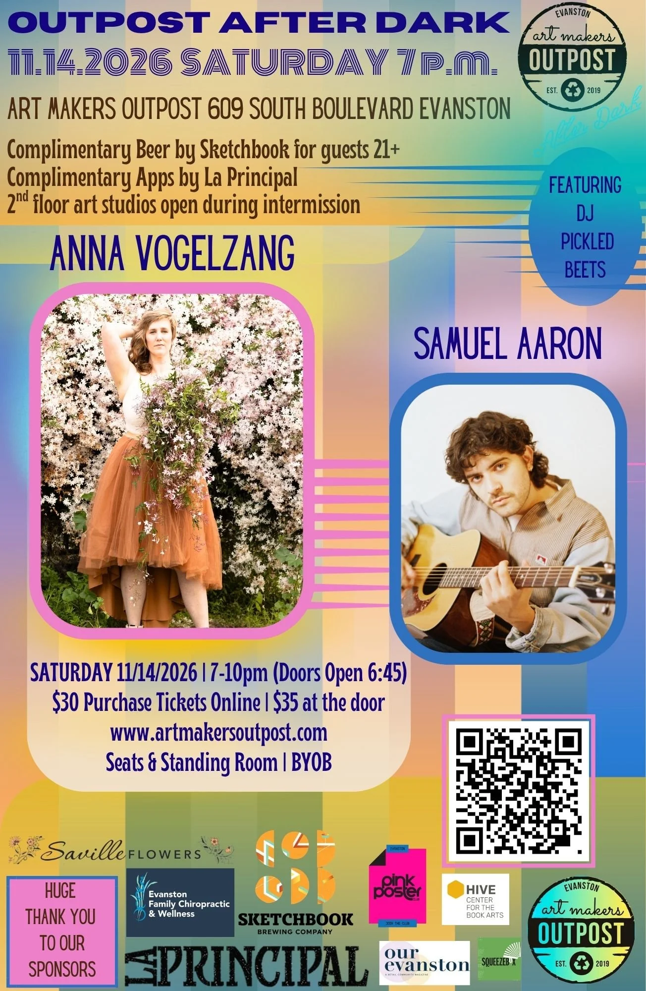 Saturday November 14, 2026 Outpost After Dark Salon Series-   ANNA VOGELZANG & Opener: Samuel Aaron