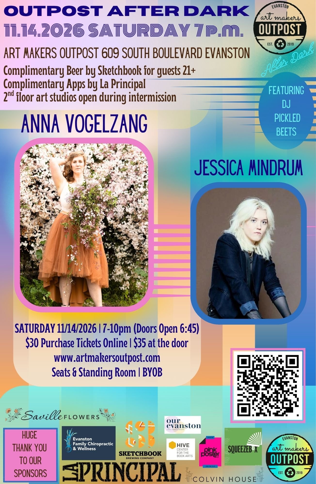 Saturday November 14, 2026 Outpost After Dark Salon Series-   ANNA VOGELZANG & Opener: Jessica Mindrum