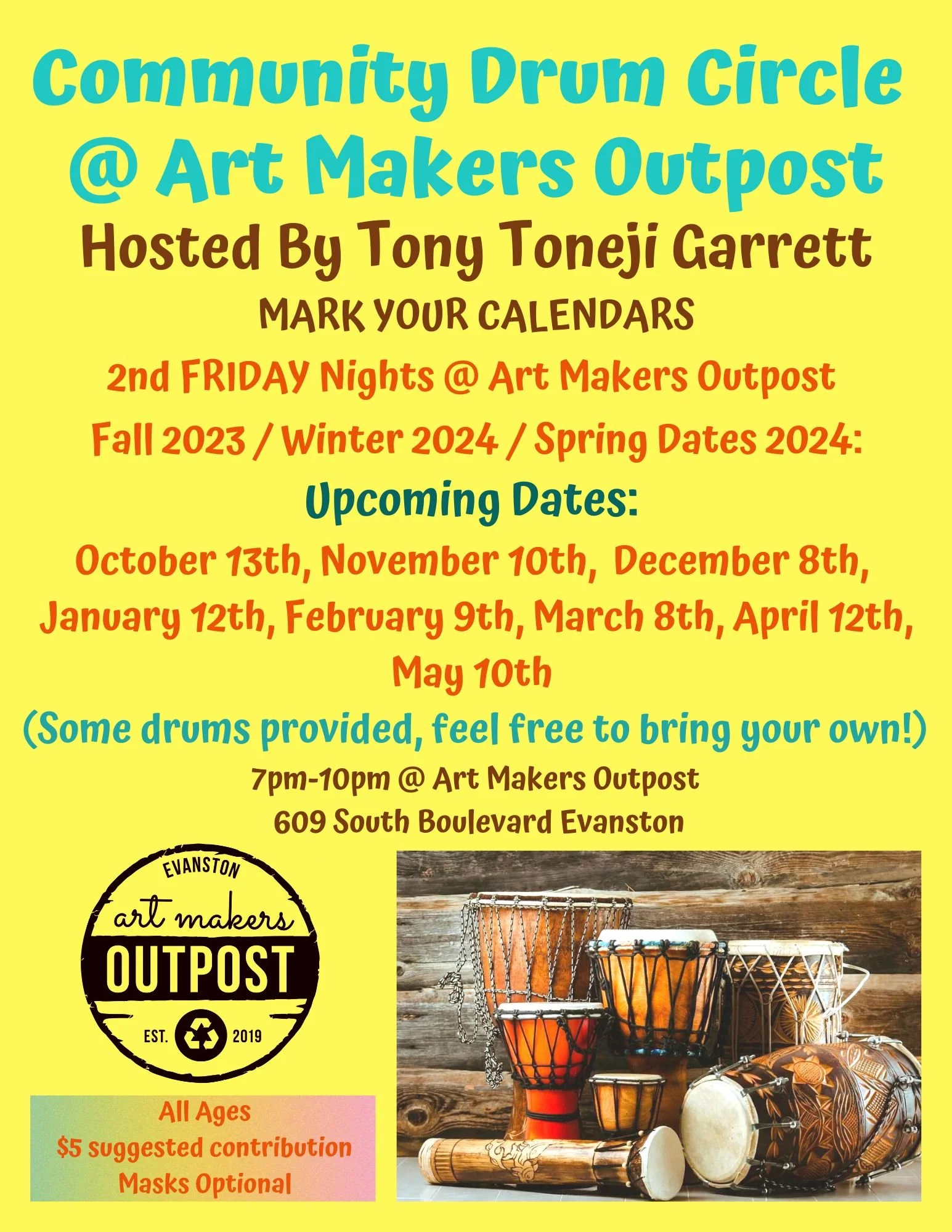 Monthly Drum Circles — ART MAKERS OUTPOST