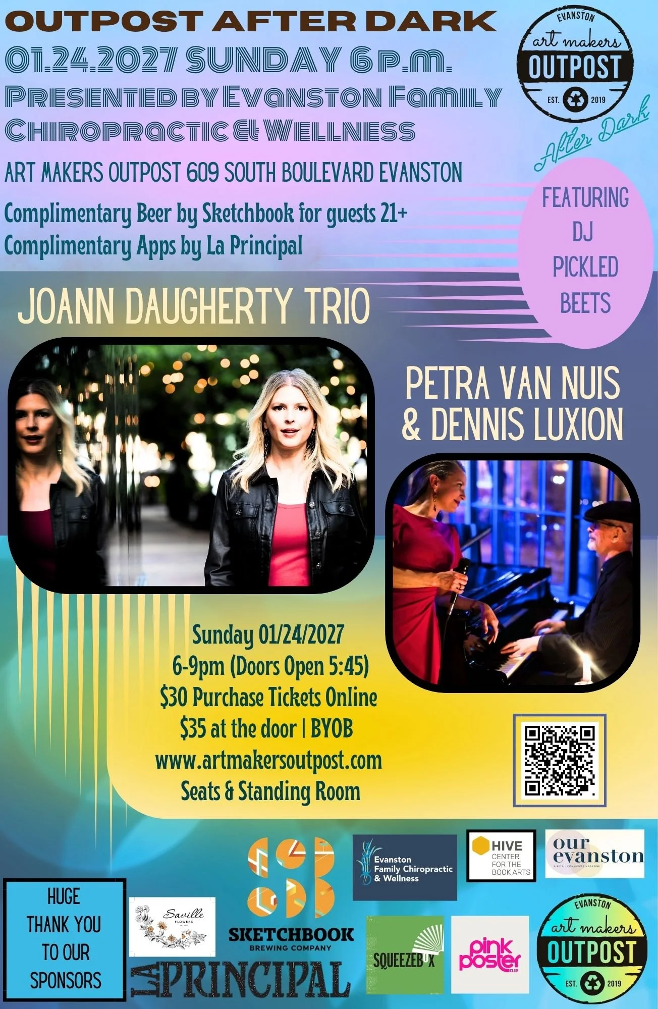 Sunday January 24, 2027 Outpost After Dark Salon Series featuring The Jo Ann Daugherty Trio & Petra Van Nuis & Dennis Luxion