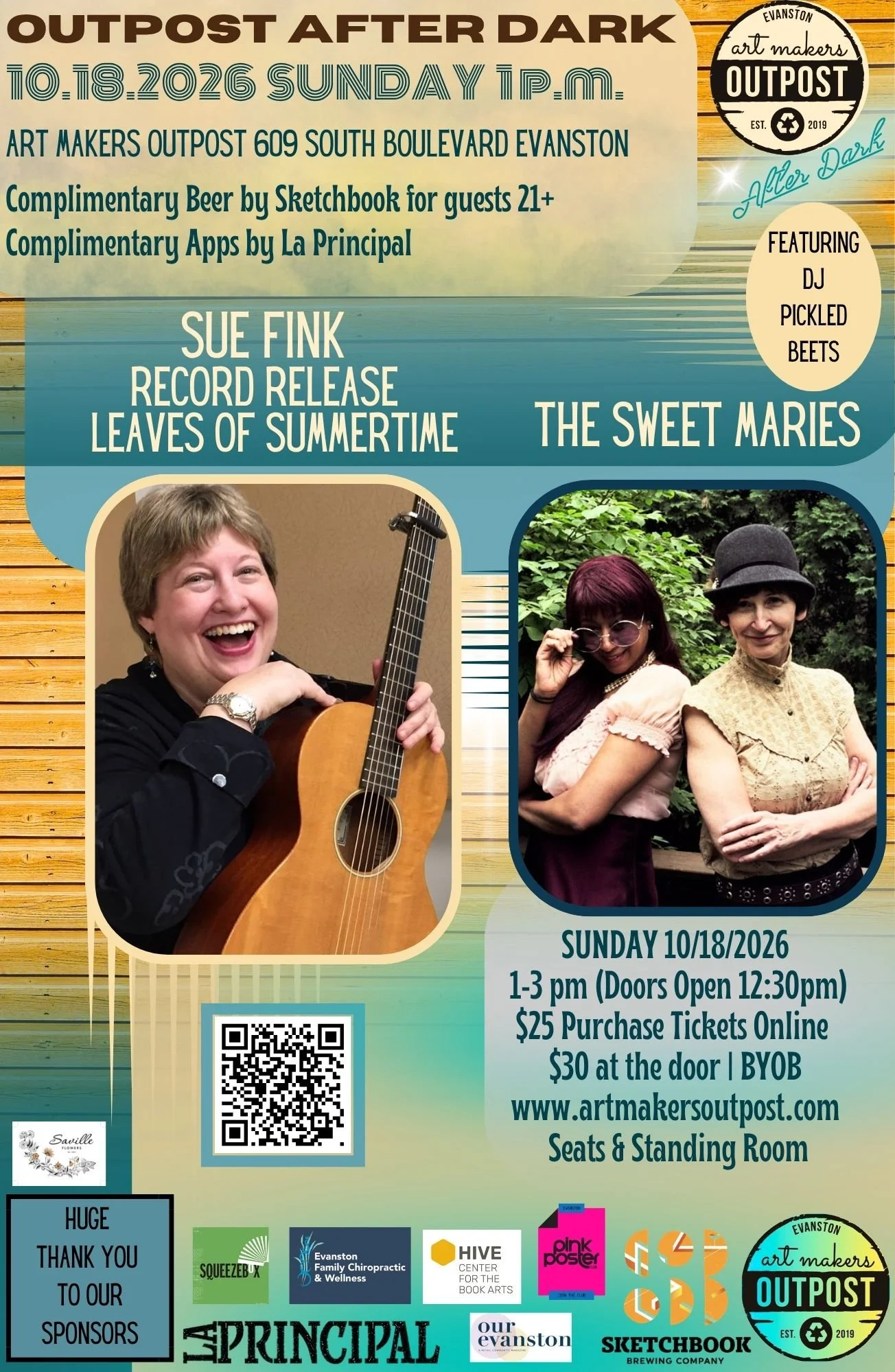 Sunday October 18, 2026 Salon Concert Series-  SUE FINK * Daytime 1pm * Leaves of Summertime Record Release  & Opener: The Sweet Maries