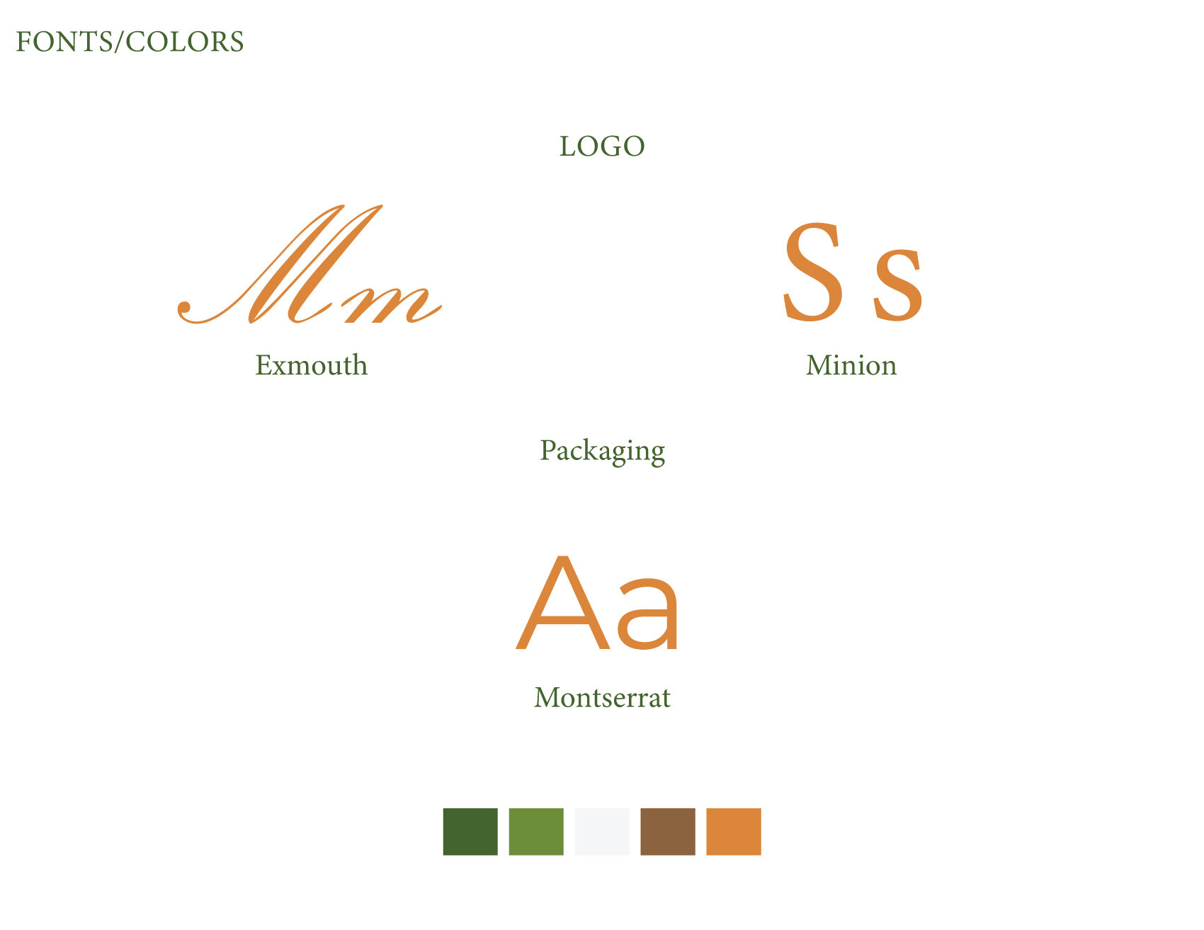 Fonts Colors used Exmouth and Minion Pro