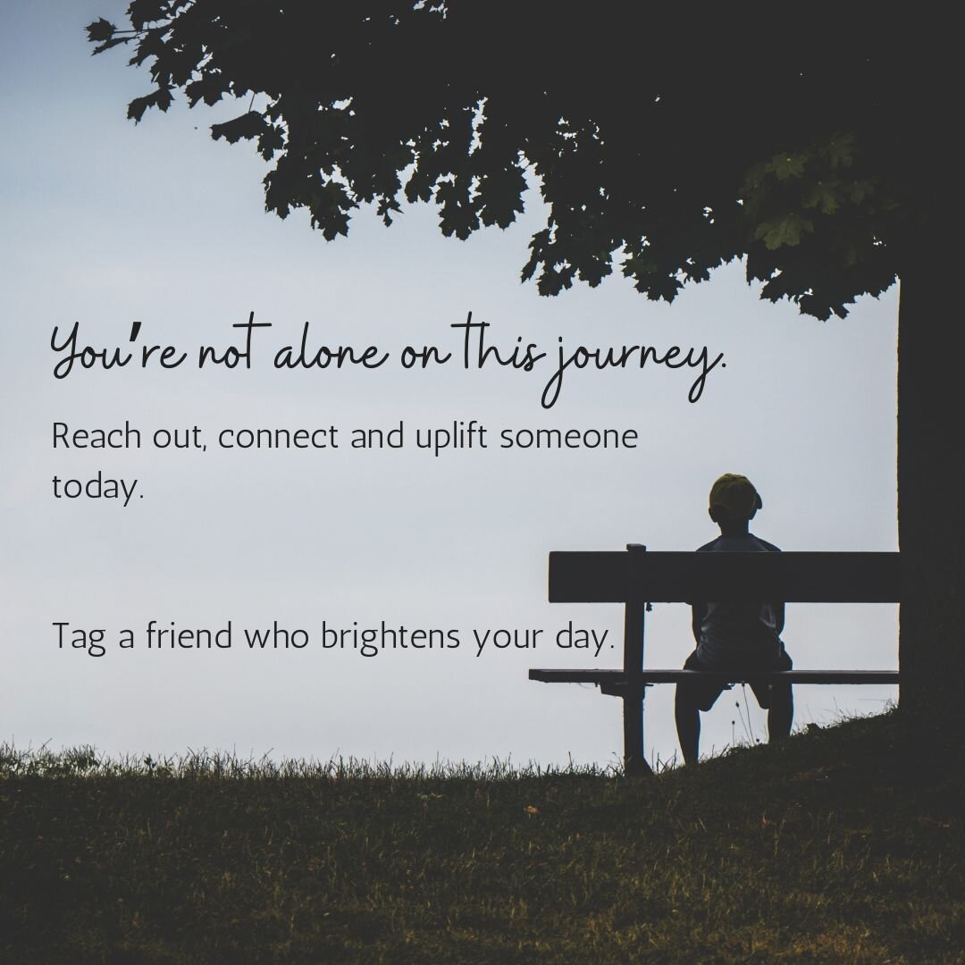 You're not alone on this journey.
Reach out, connect and uplift someone today.

Tag a friend who brightens your day. 🌞⭐️

 #bournefamilyproject #affordable #counsellingservices #counselling #mensmentalhealthmatters #bristol #affordabletherapy #creat