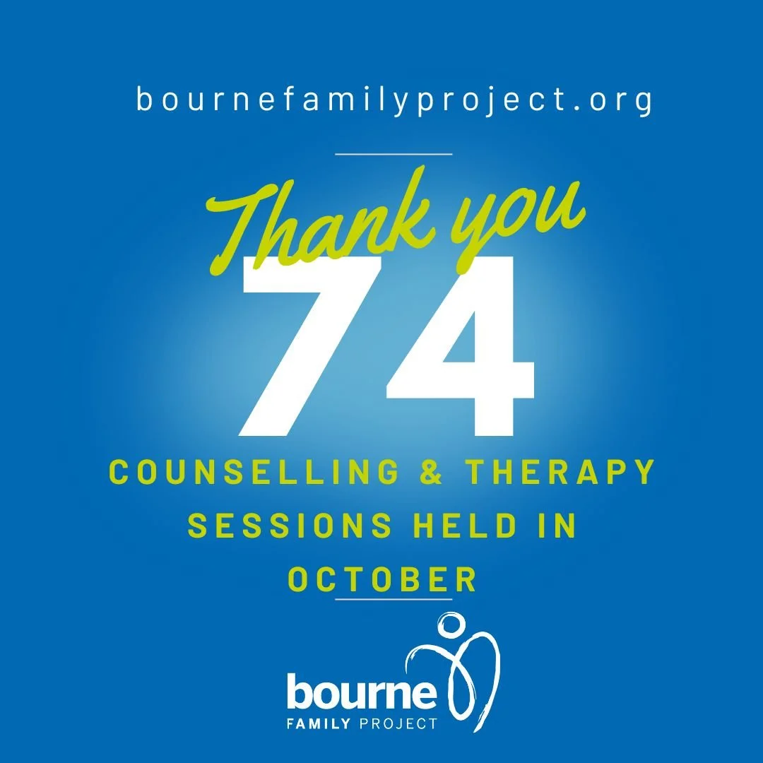 74 counselling and play therapy sessions held in October.
26 of those were subsidized through our Family Fund.
We are passionate about everyone having access to the counselling or therapy they need no matter their financial situation.

 #bournefamily