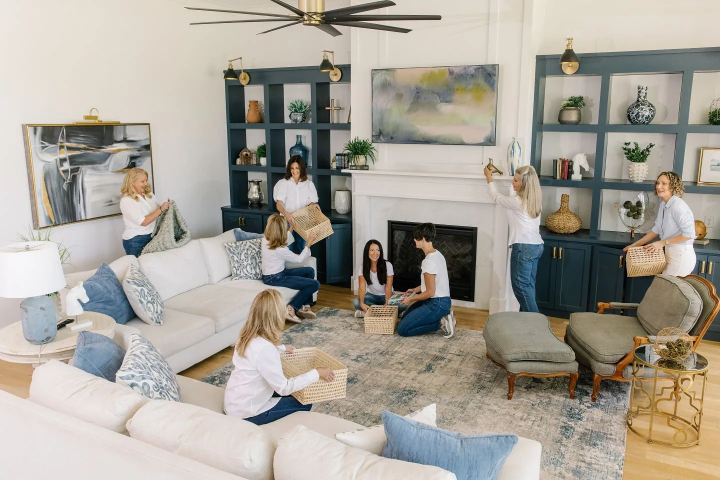 Organized Calm team professionally unpacking boxes and setting up a Dallas home