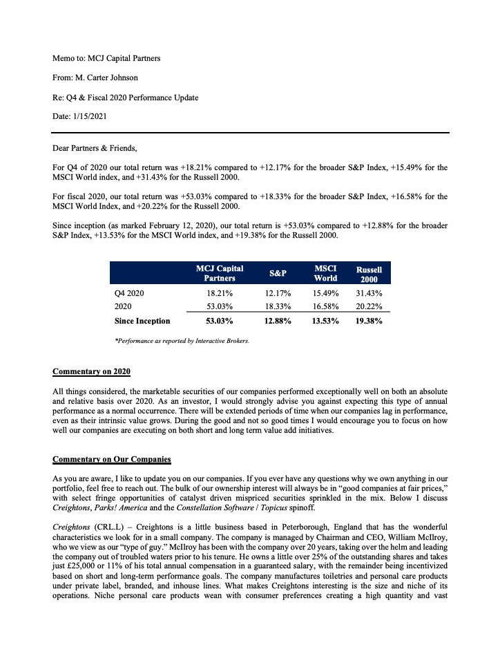 Q4 &amp; EOY 2020