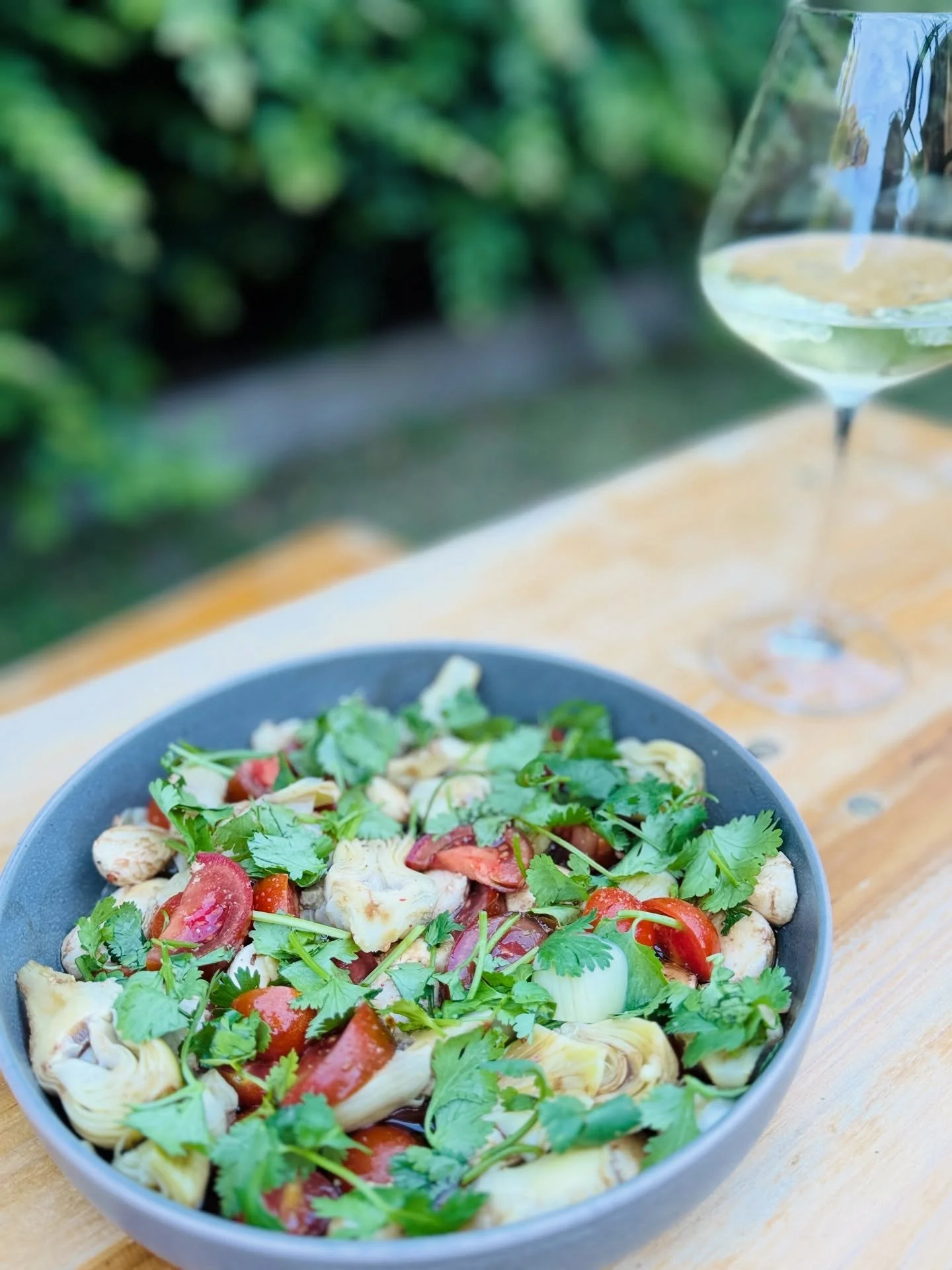 Even if you think you have nothing at home, you probably have enough to make something delicious with the help of our certified organic Real Food Dressings.

This plate was made only with fresh tomatoes, marinated artichokes from a glass in my pantry