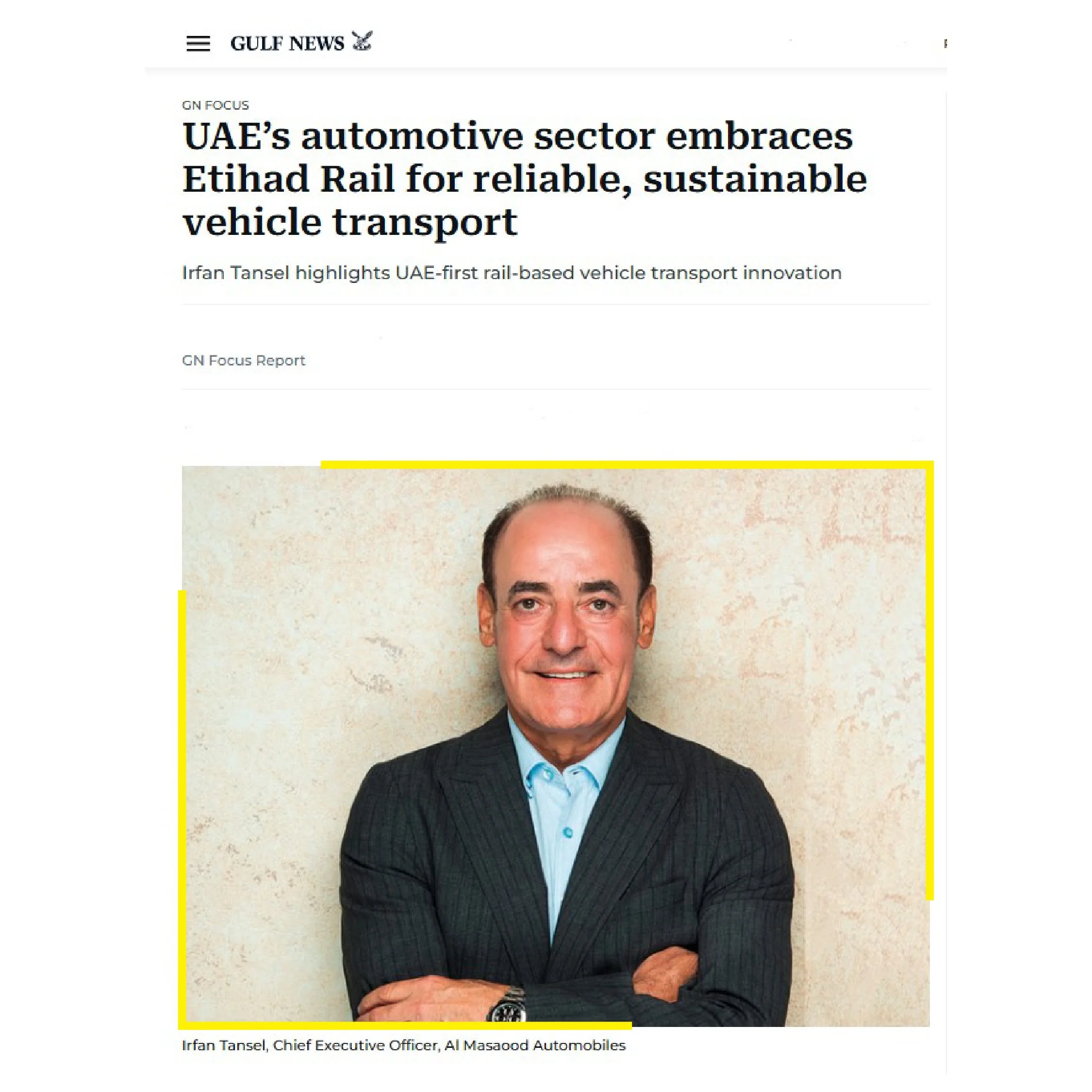 Interview with Gulf News on the Evolving Automotive Landscape