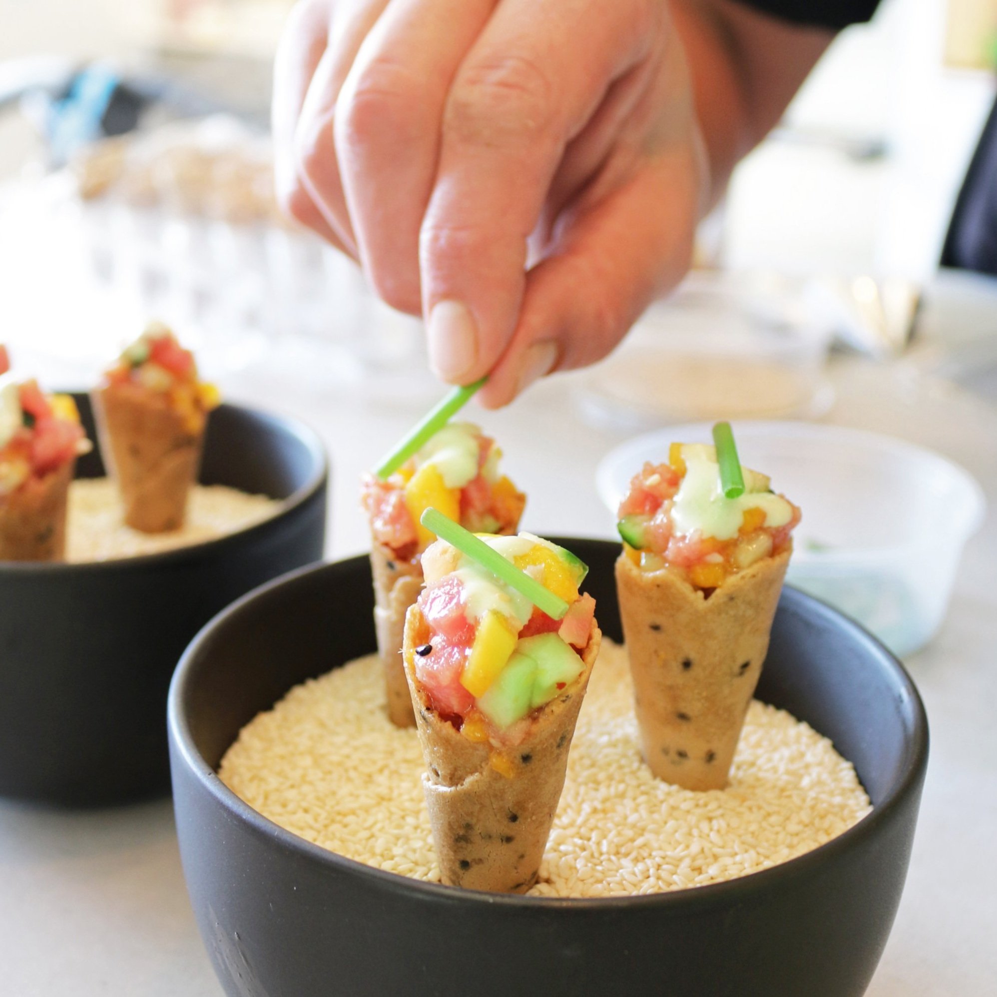 Ahi Tuna Cones Appetizer for Norfolk Virginia Beach wedding military corporate catering