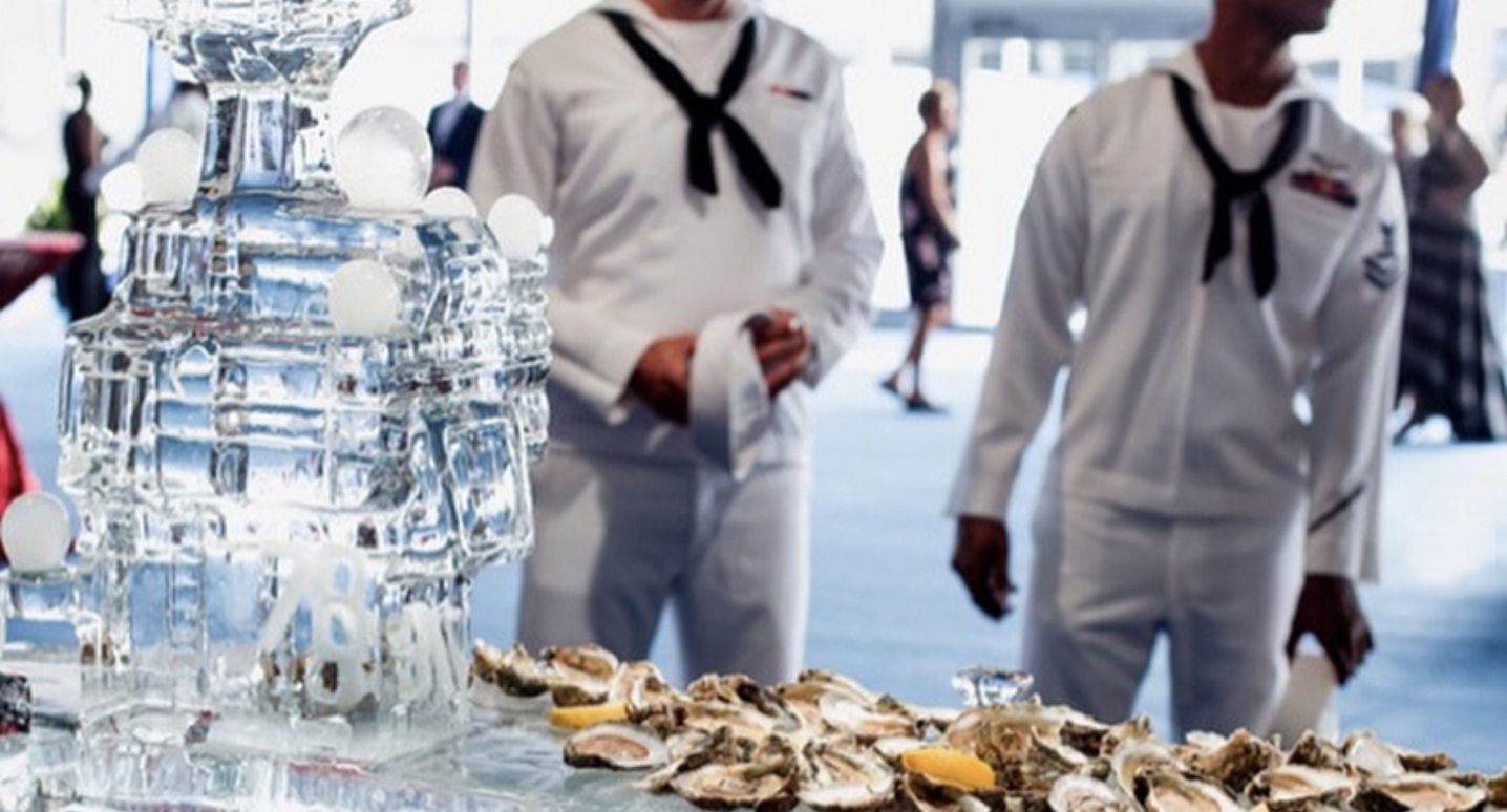 Naval Event oyster bar on ice sculpture
