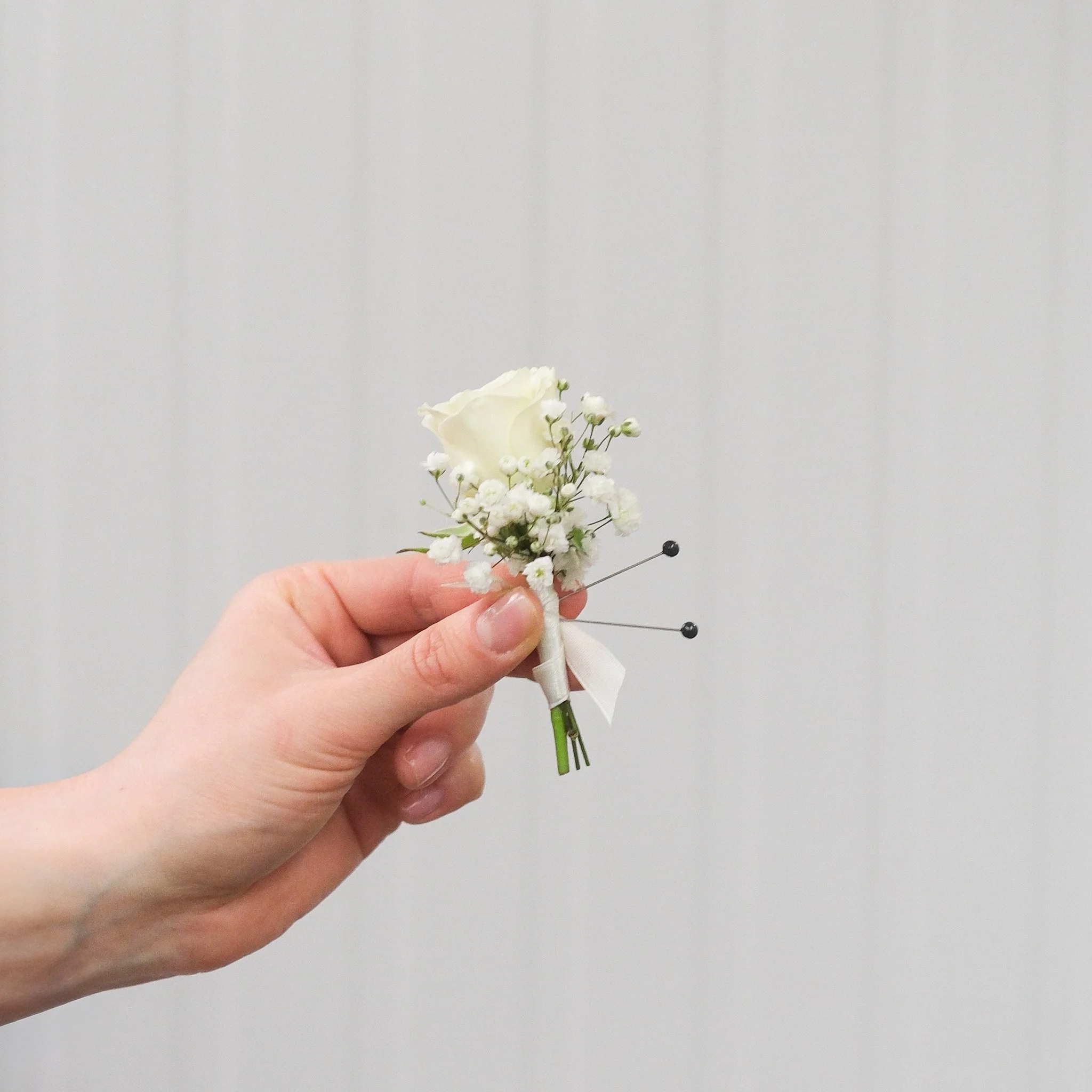 Baby's Breath Rose Boutonniere