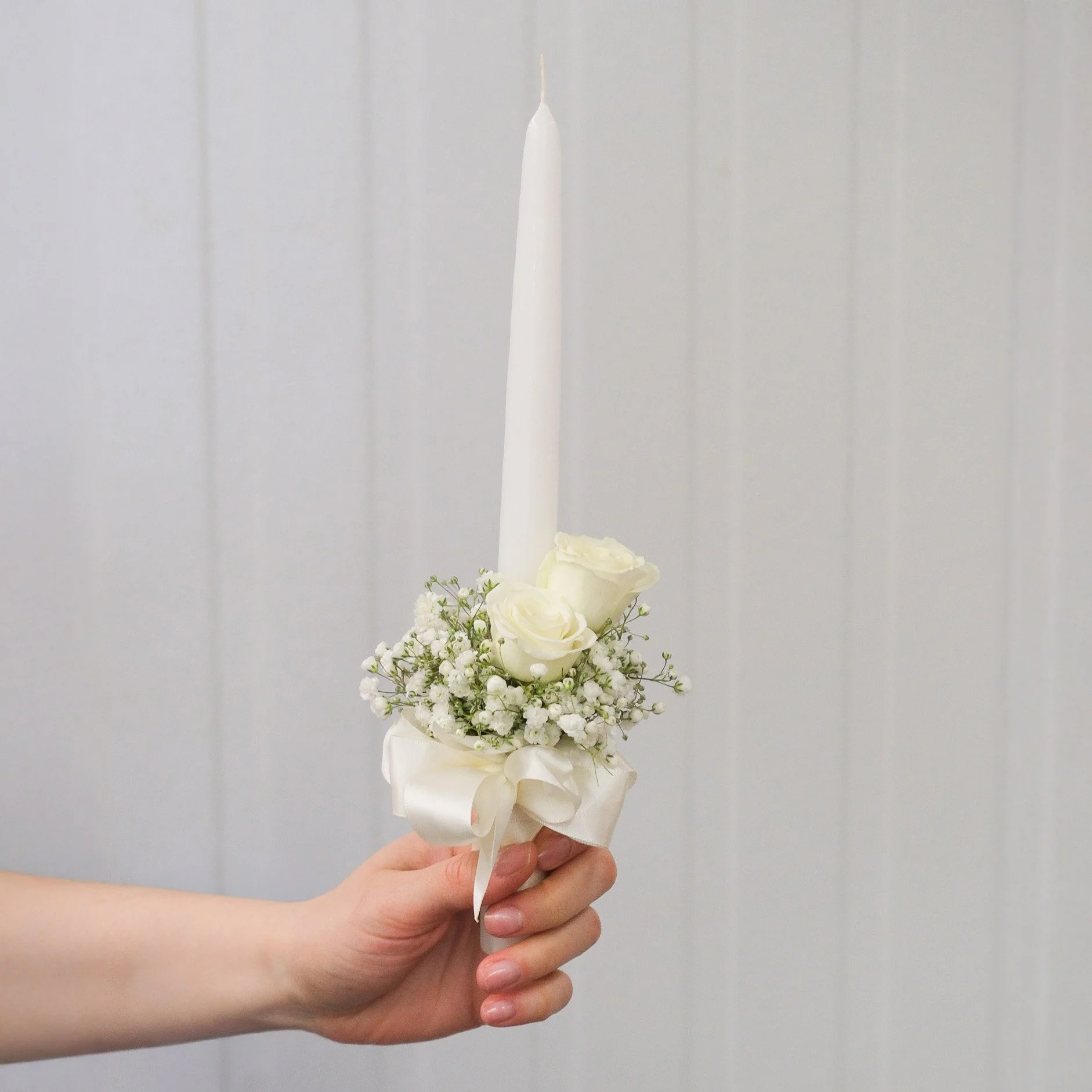 Baby's Breath Rose Decorated Candle