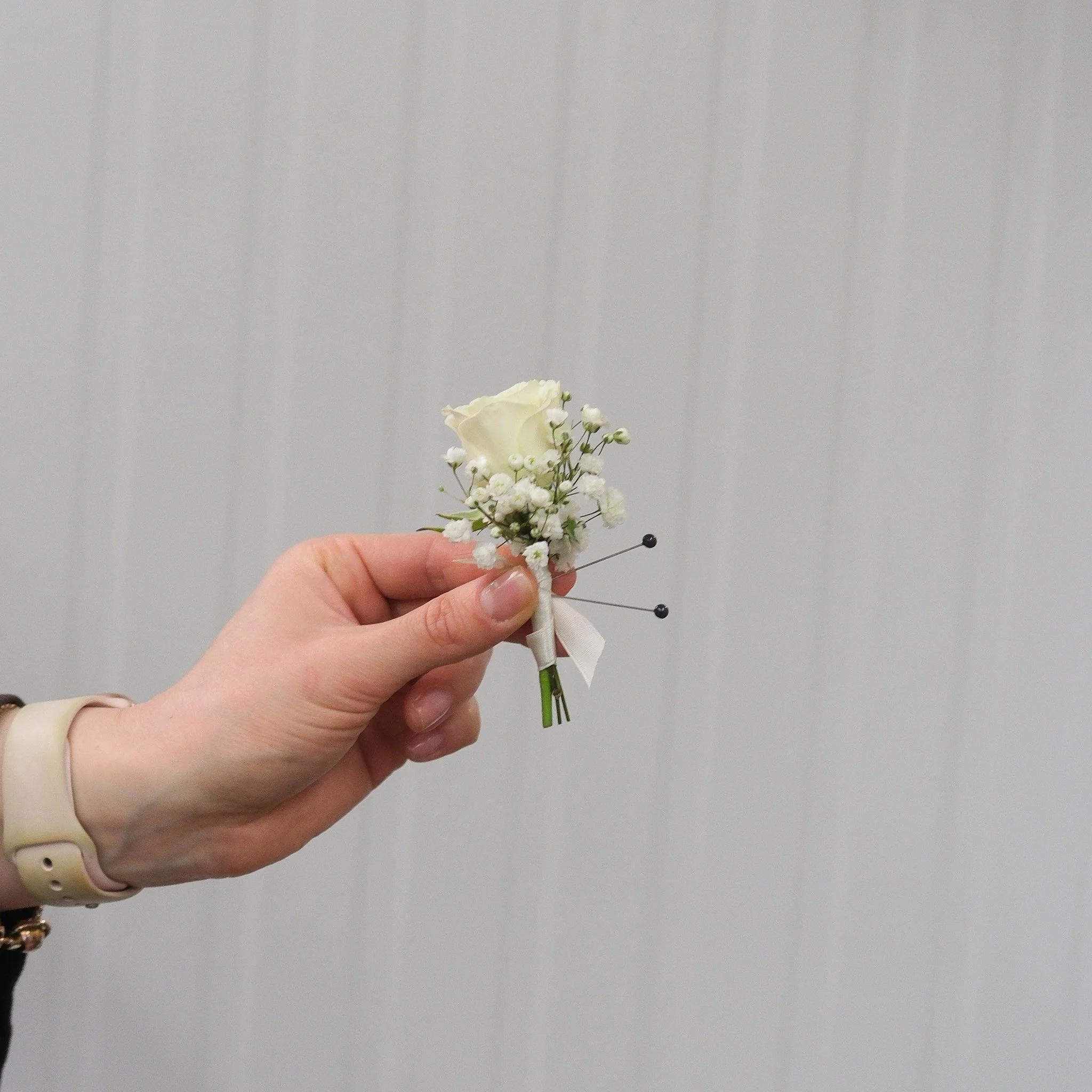 Baby's Breath Rose Boutonniere