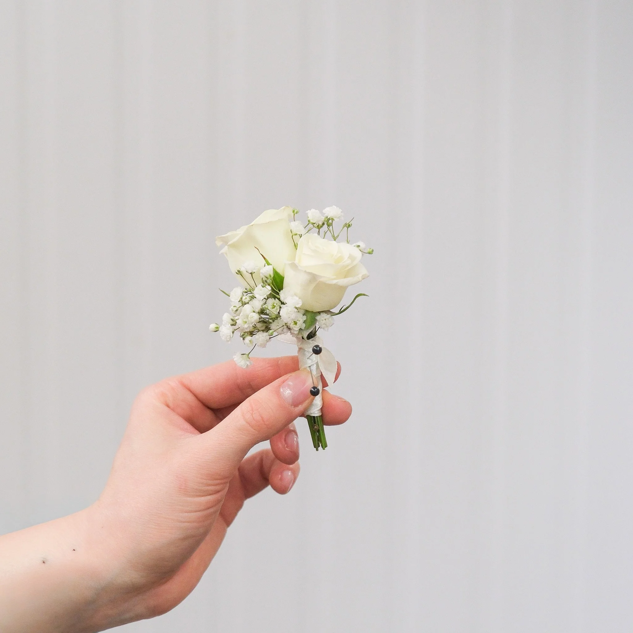Double Rose Baby Breath Boutonniere