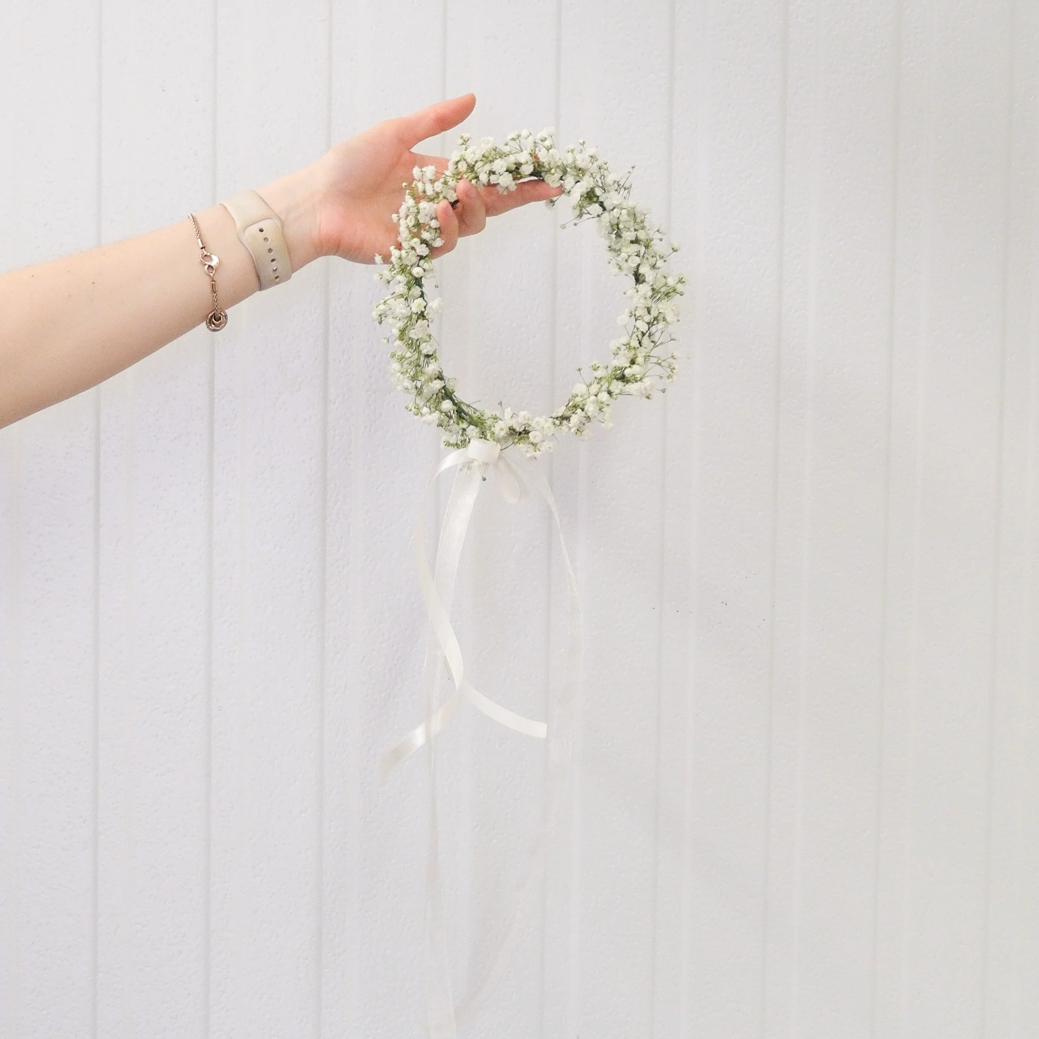 Baby's Breath Wreath with Ribbon