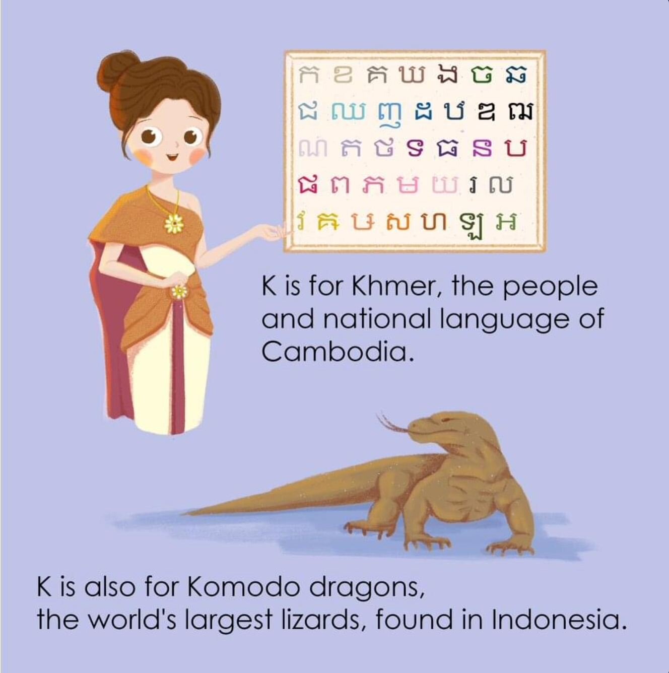 Let's dive deeper into the letter K! Did you know that K is not only the symbol for Kuala Lumpur but also represents some amazing things in Southeast Asia? K is also the initial for Khmer, the people and national language of Cambodia, and Komodo Drag