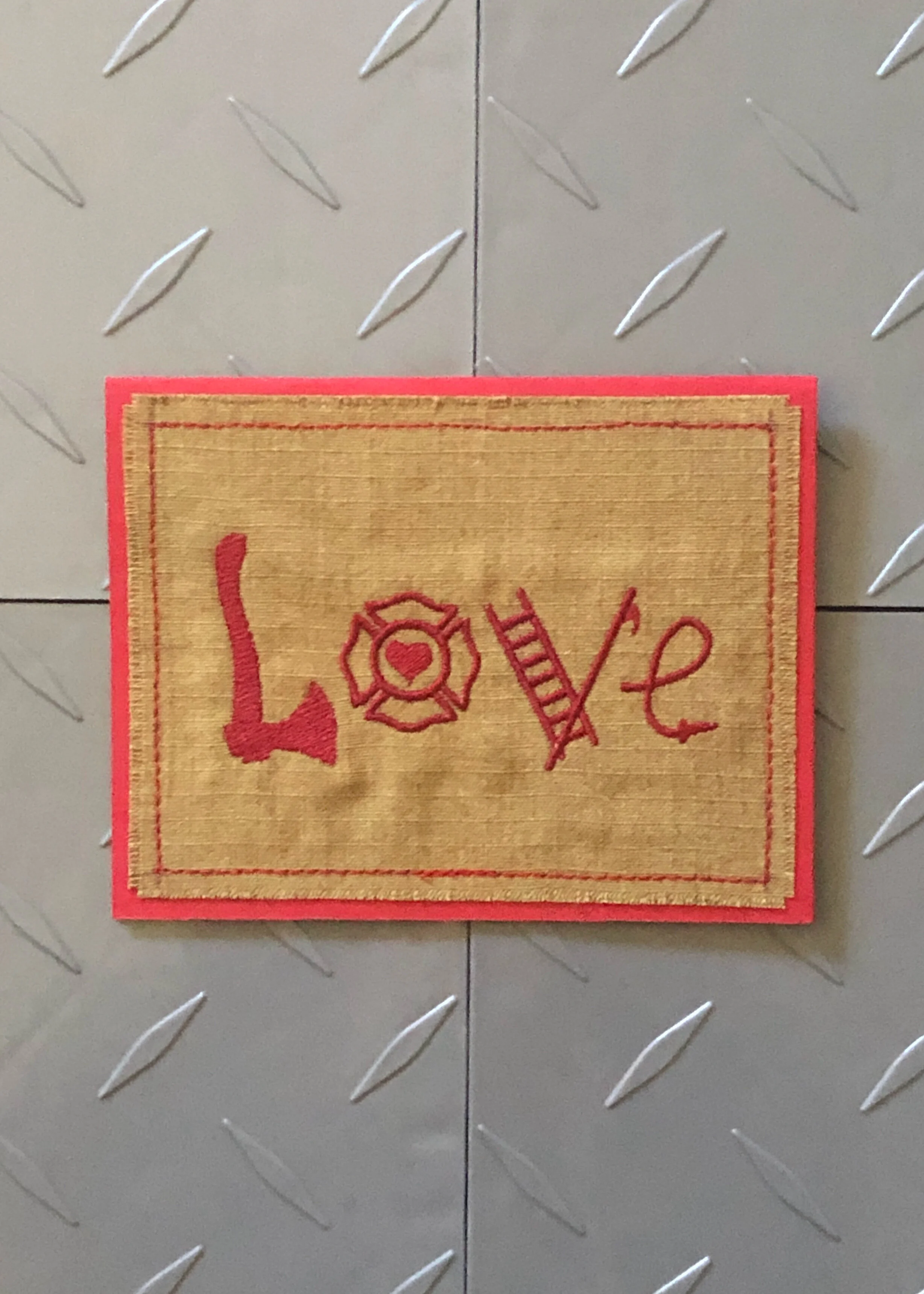 Firefighter Anniversary Card made from reclaimed bunker gear - Firefighter Gift - T1