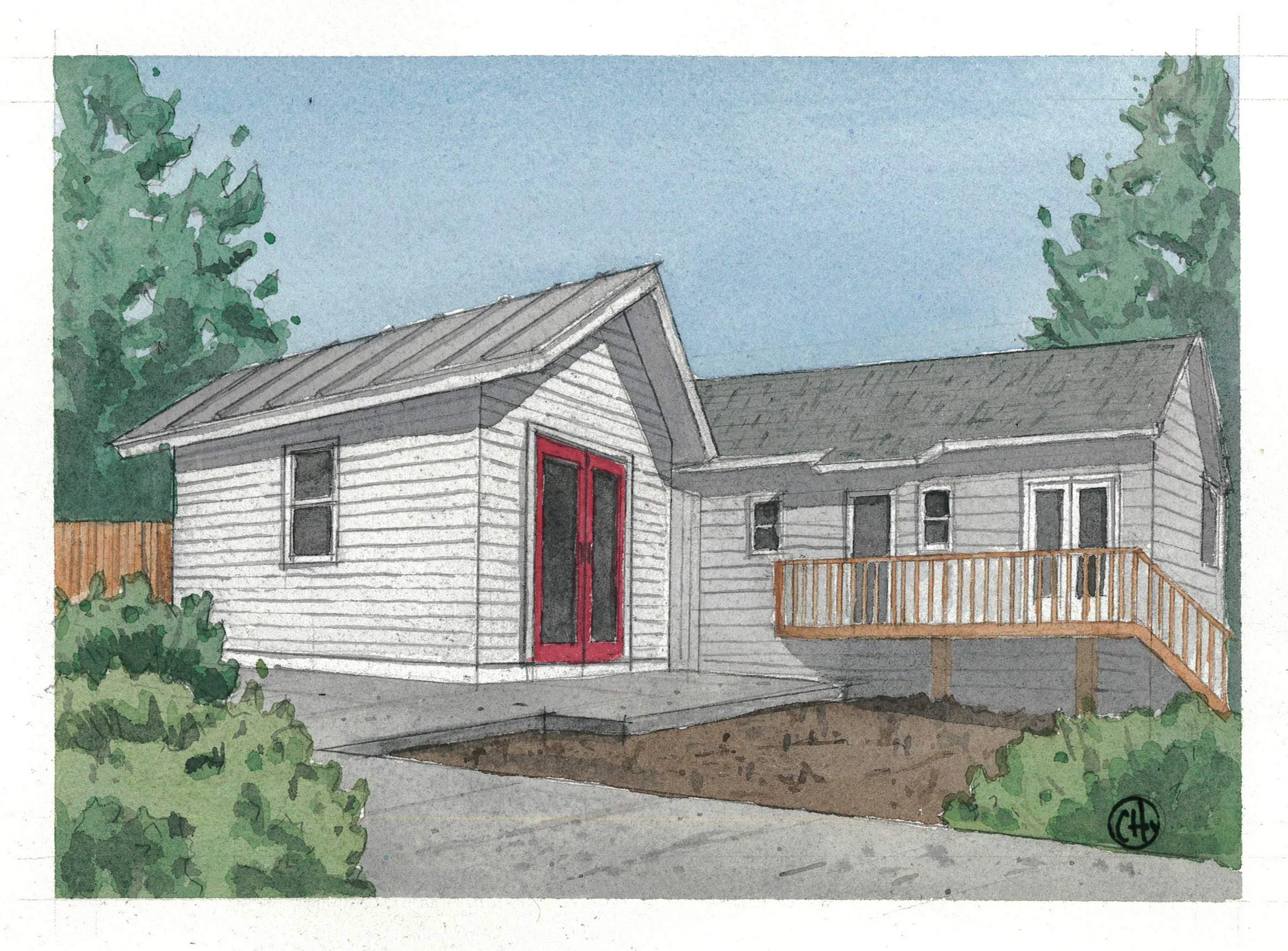 Site-built 224 sqft detached home office ADU constructed in Durham, NC