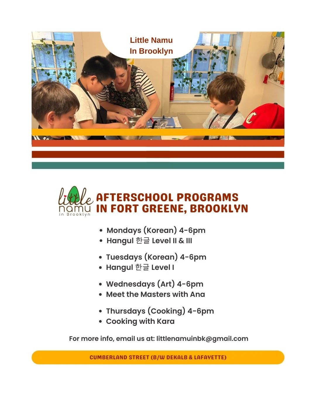Don’t miss out on our registration for the Fall afterschool programs at Little Namu in Brooklyn! We're located in Fort Greene, Brooklyn, just a stone’s throw away from Fort Greene Park. Little Namu offers unique courses that teach real-li