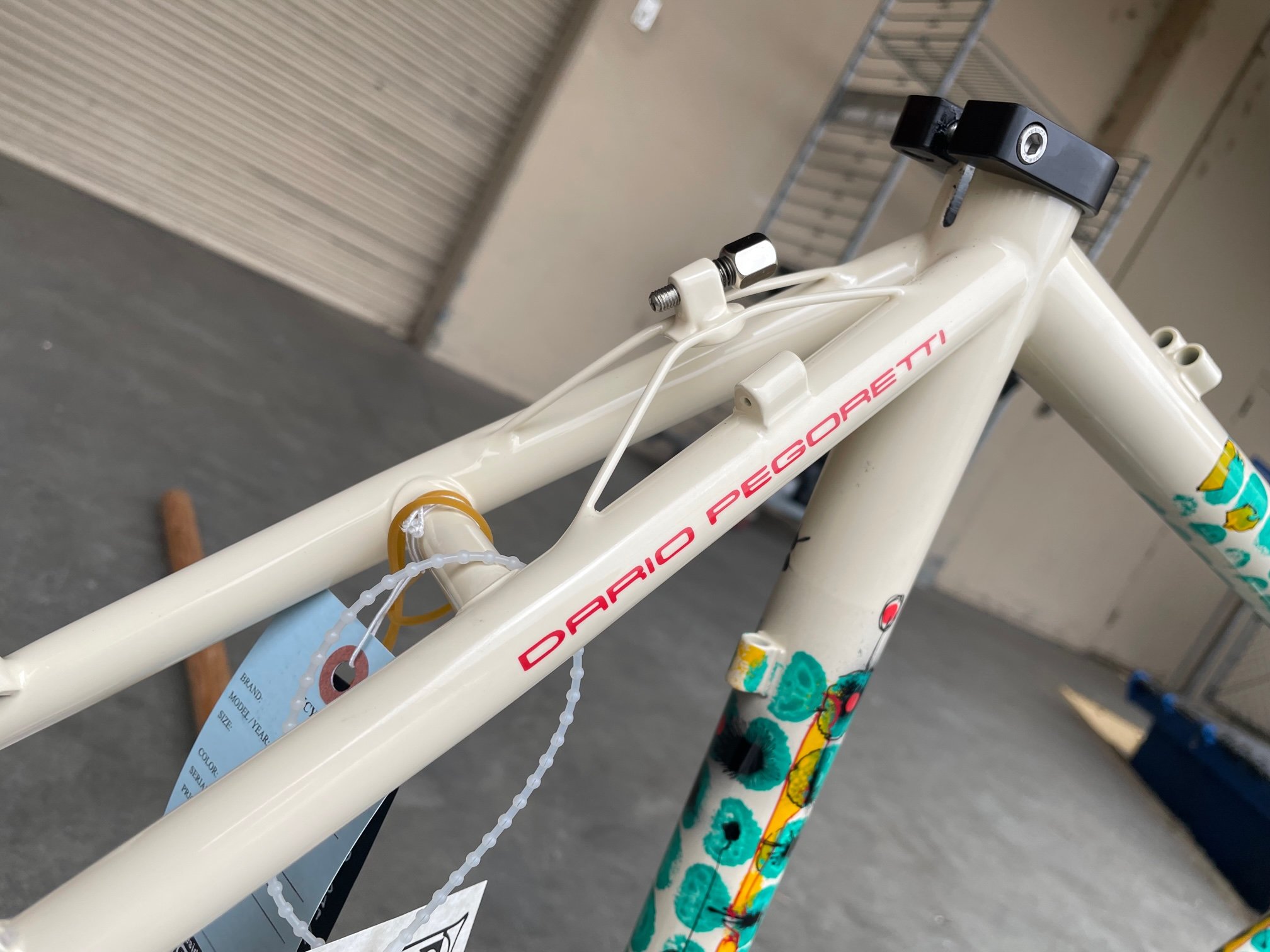 54cm Pegoretti Duende CX in Ciavete, originally intended for the 2023 Portland Hand Built Frame Show, $5,000, Canti-brake stop detail