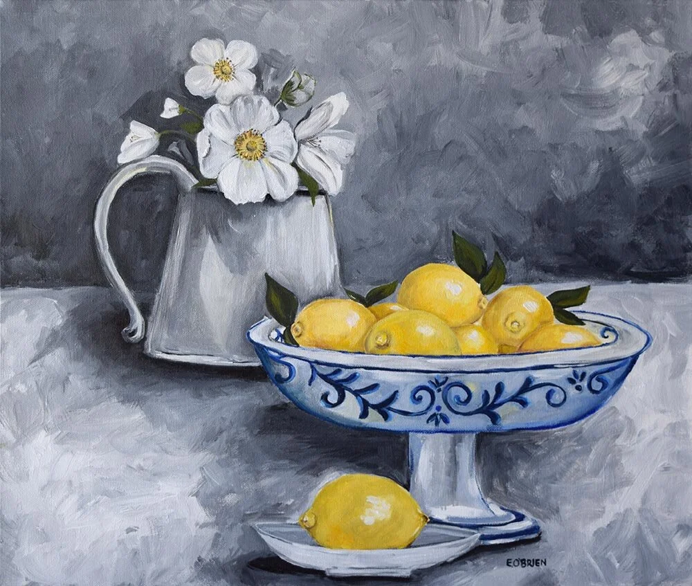 Lemons with Floral Original Painting