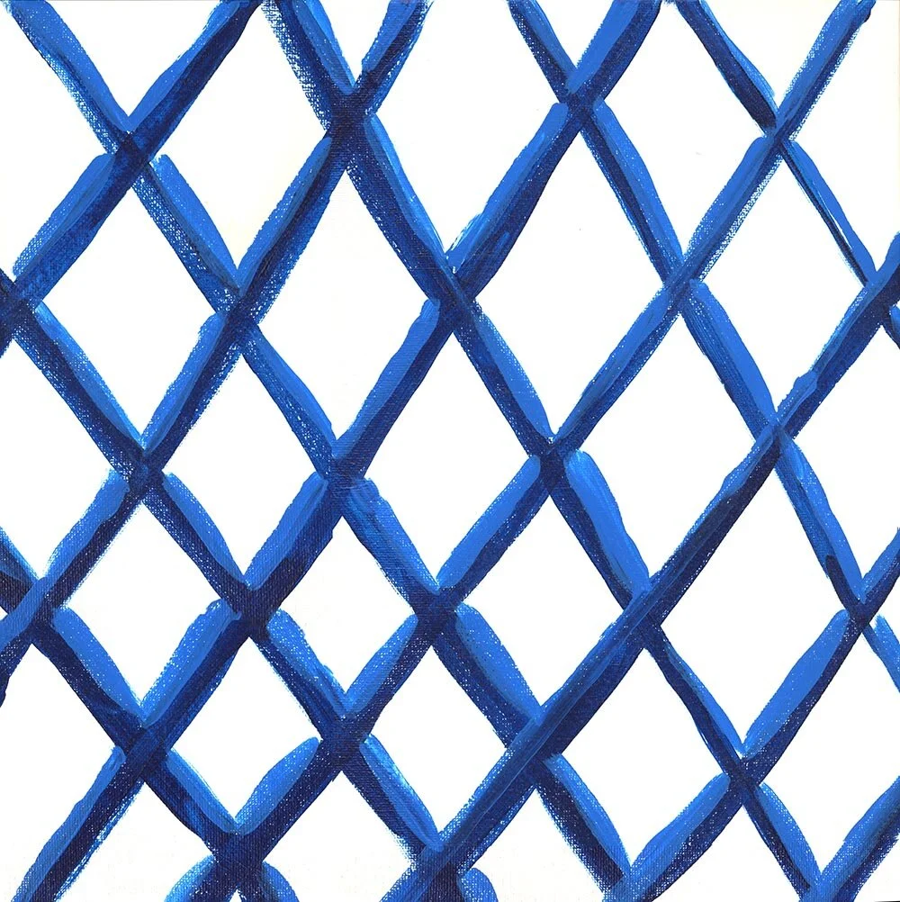 Blue Grid Original Painting 