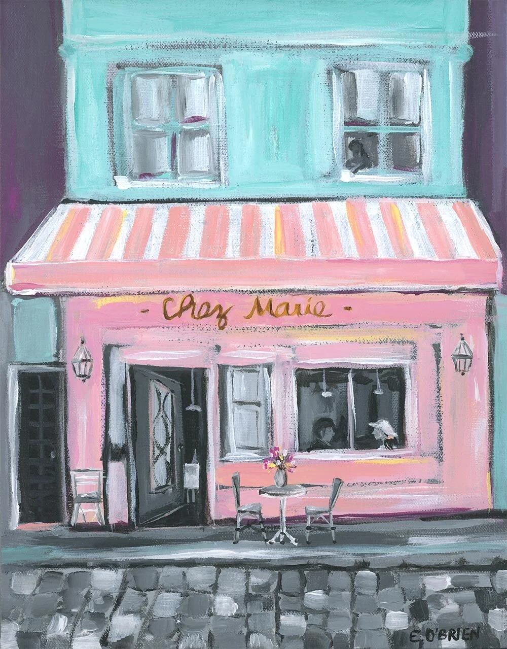 French Cafe Chez Marie Original Painting
