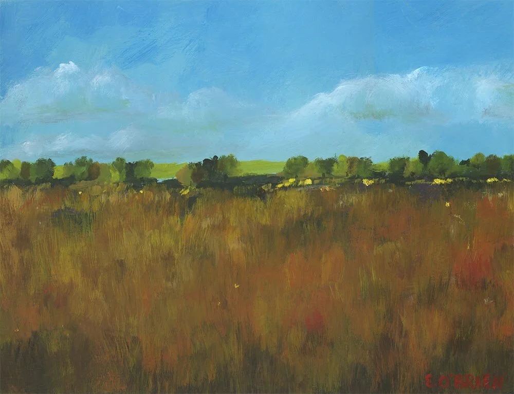 Warm Grassy Landscape Original Painting