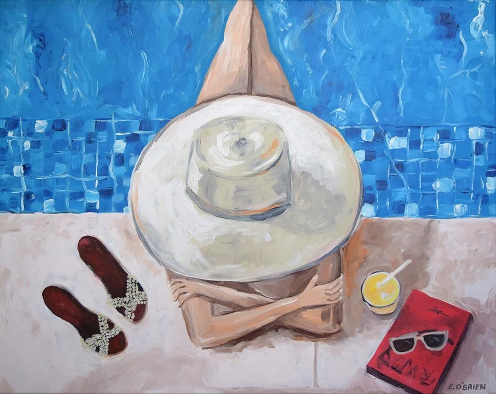 Beach Girl Original Painting, Settle In