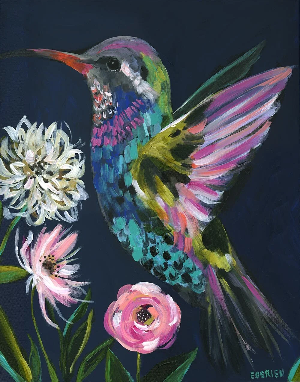 Boho Humingbird Painting Art Print 