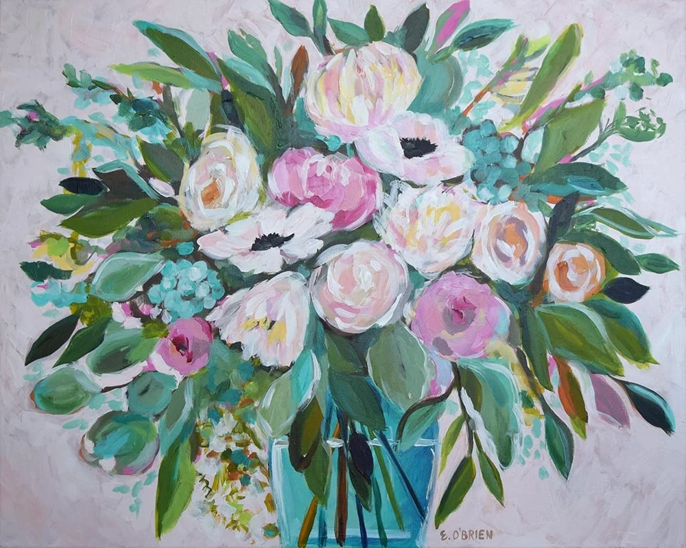 Large Blossoms Floral Wall Art Print, "Clarity"