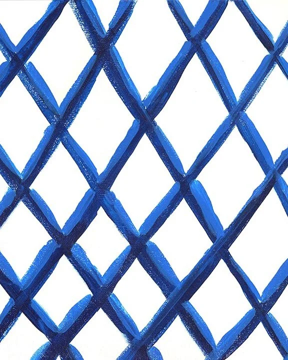Painting Abstract Blue Grid Art Print