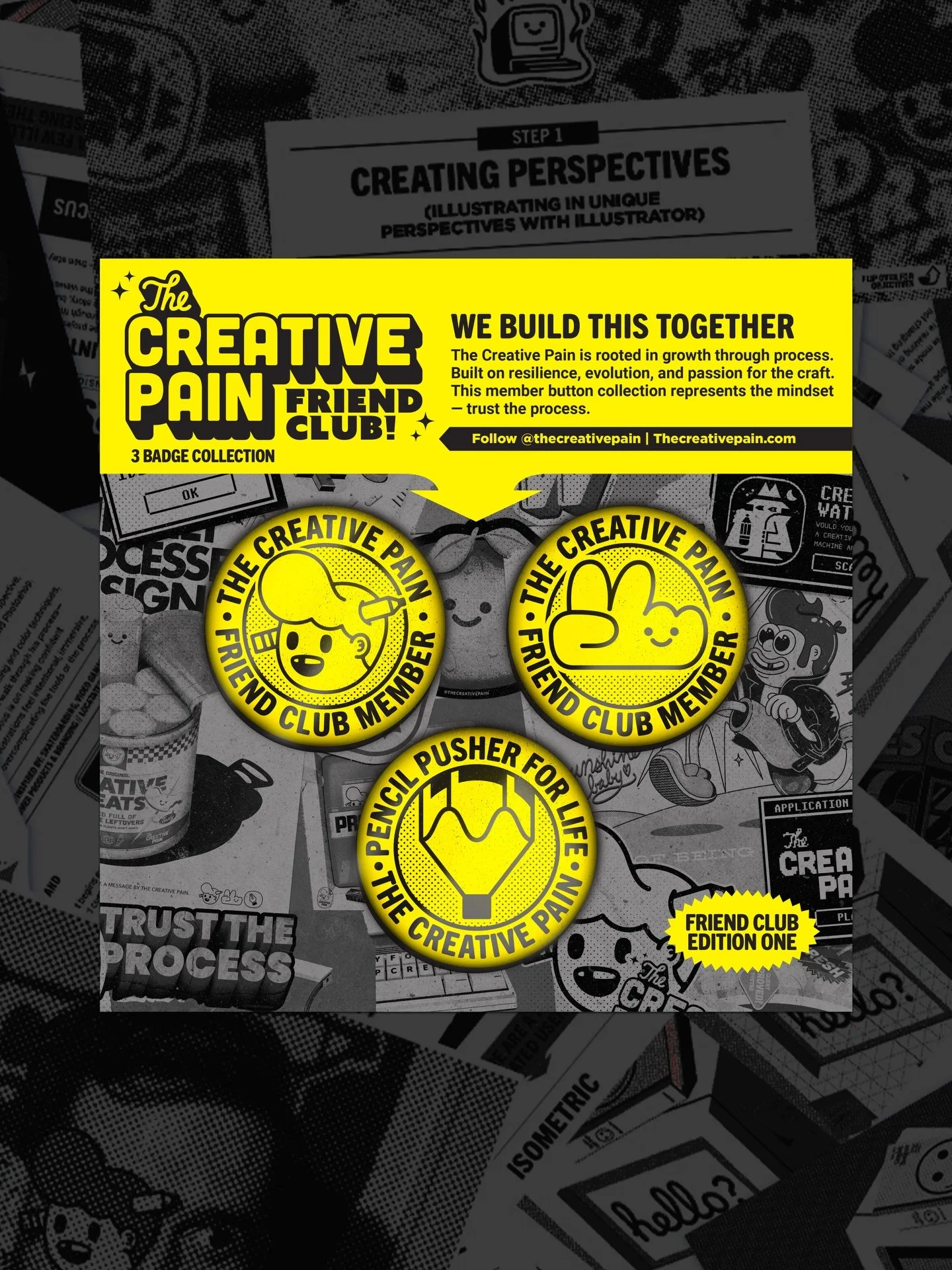 The Creative Pain Friend Club was built around one idea:
growth through the process.

This badge collection represents that mindset &mdash; the late nights, the breakthroughs, the learning curves, and the small wins along the way.

Because the work i
