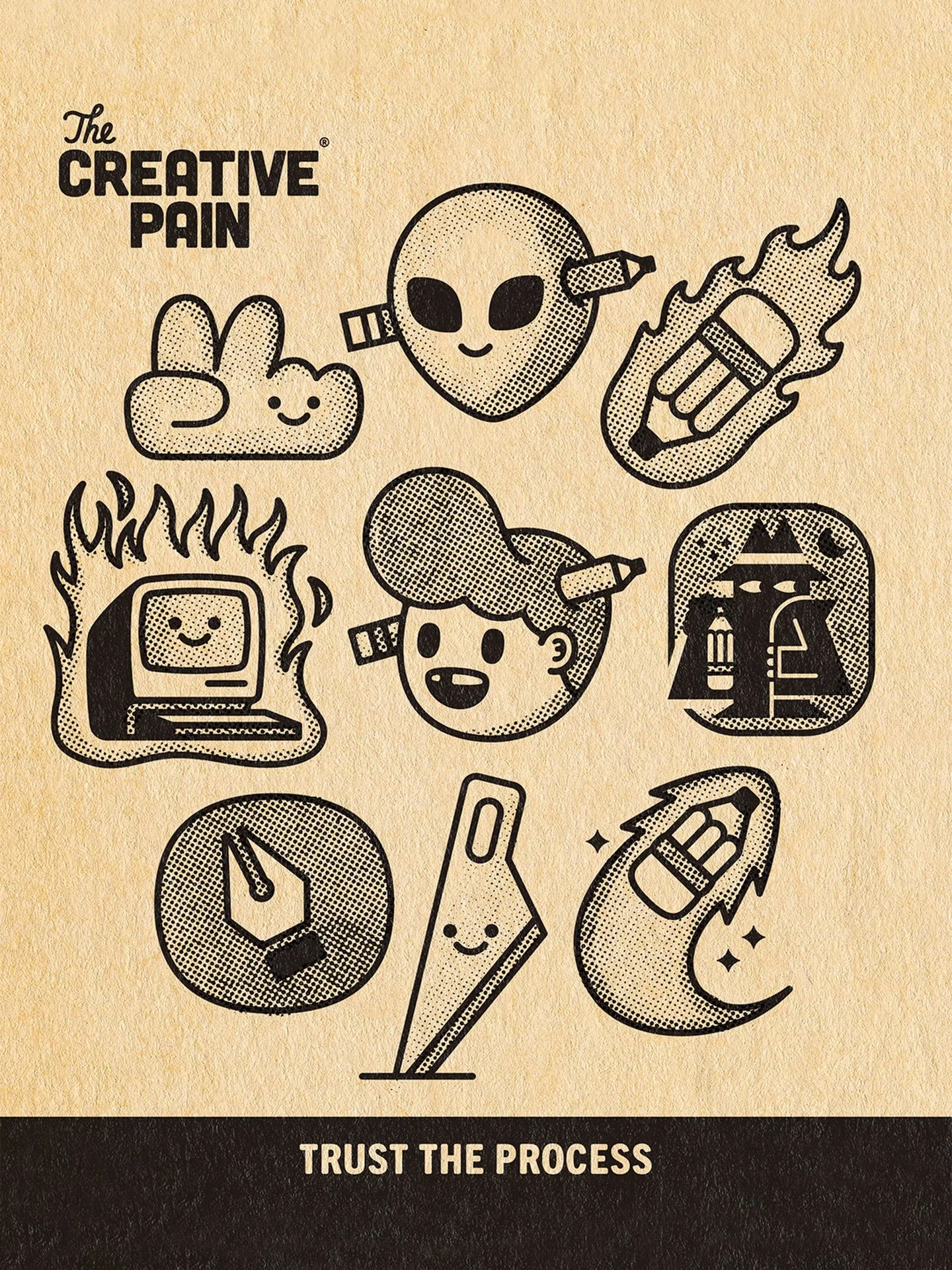 The gang is all here. ✏️👏 expanding my personal branding and visuals has been such a rewarding and challenging journey. Slowing coming together. One piece at at time. Each of these icons represent an important part of the creative process. Who wants