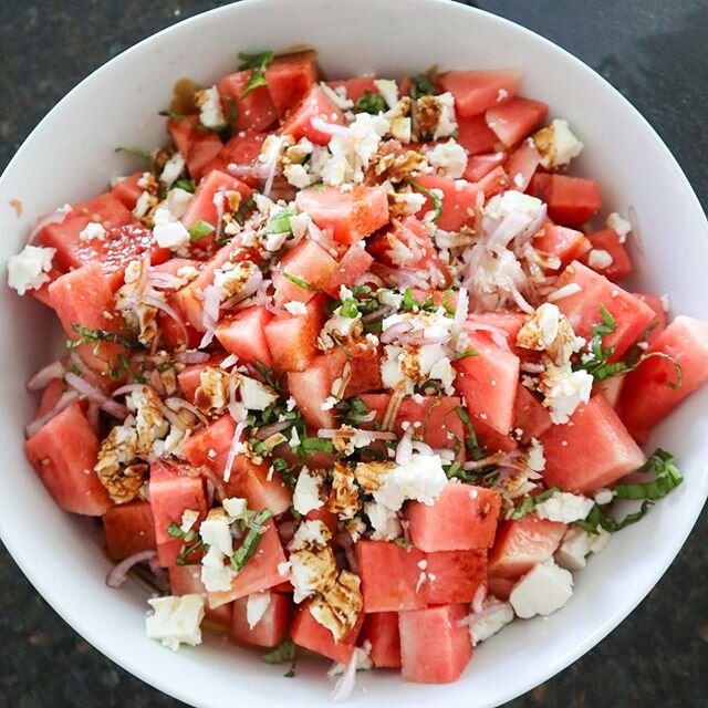 Our go to summer salad... watermelon feta ✨✨🍉🍉 recipe up on the blog #WannHouse