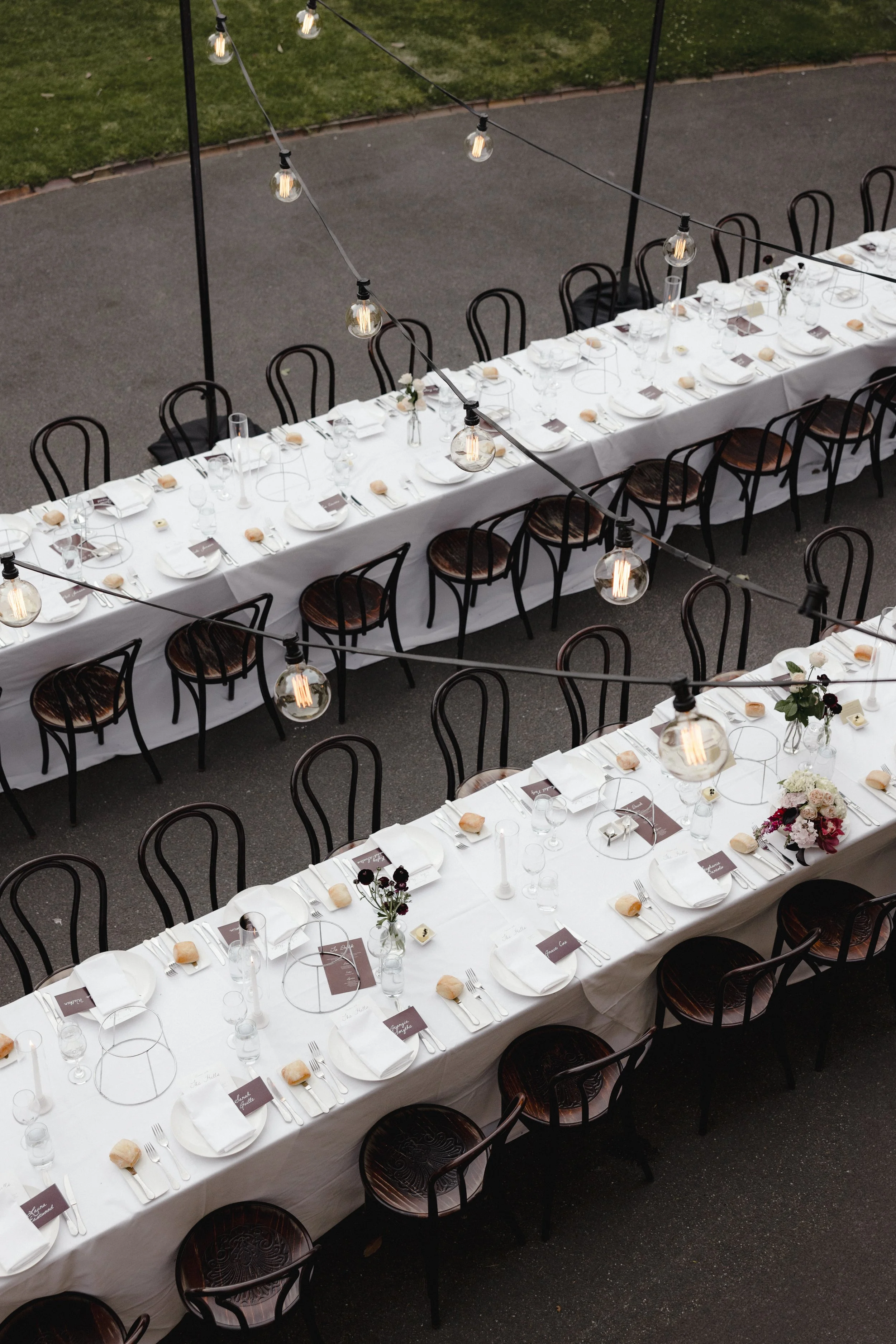 Birds eye view photo of wedding reception at Botanical Gardens, Gardens House