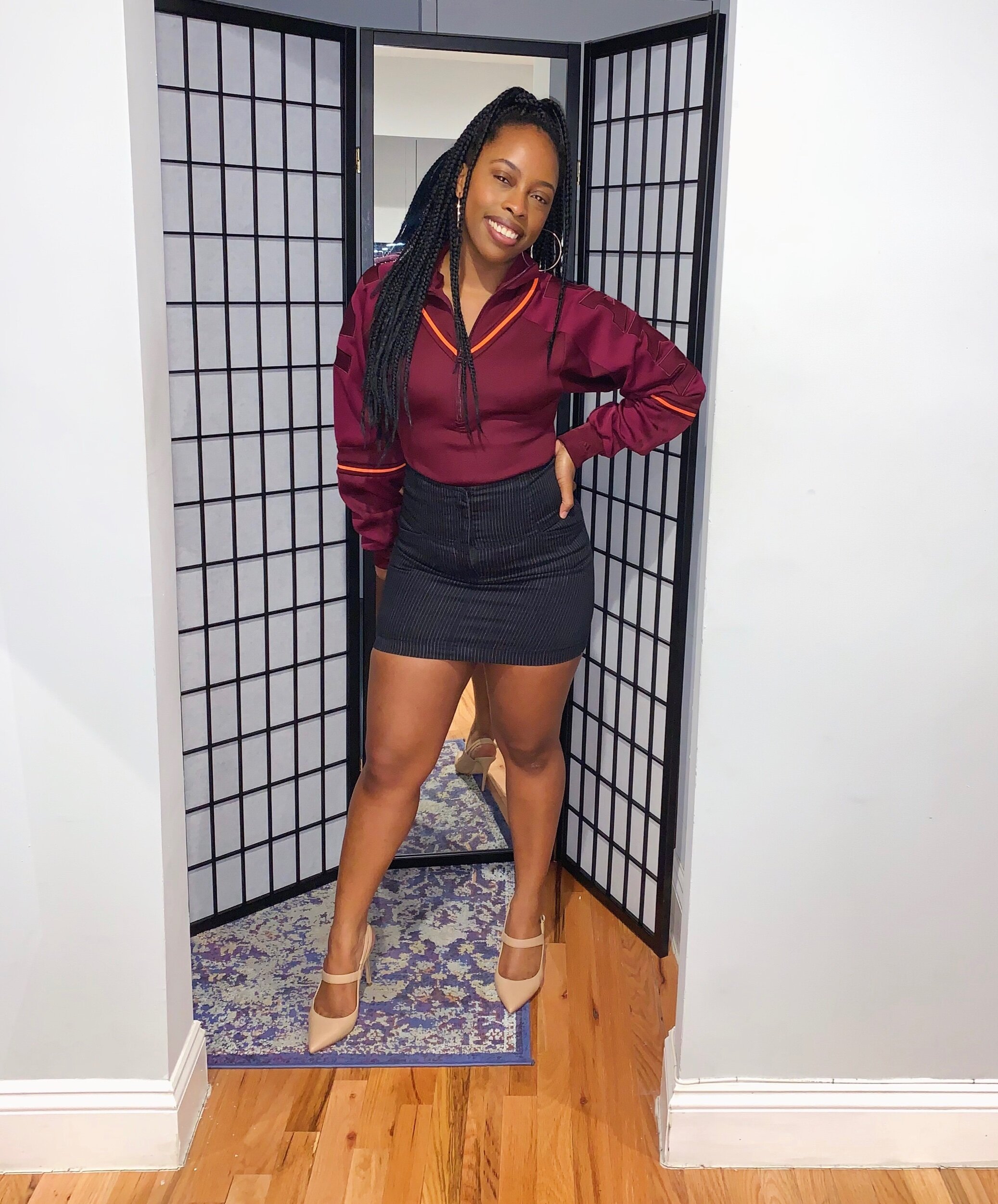   Outfit Combo #1: Mini-Skirt + Pointed Toe Pumps/Mules  