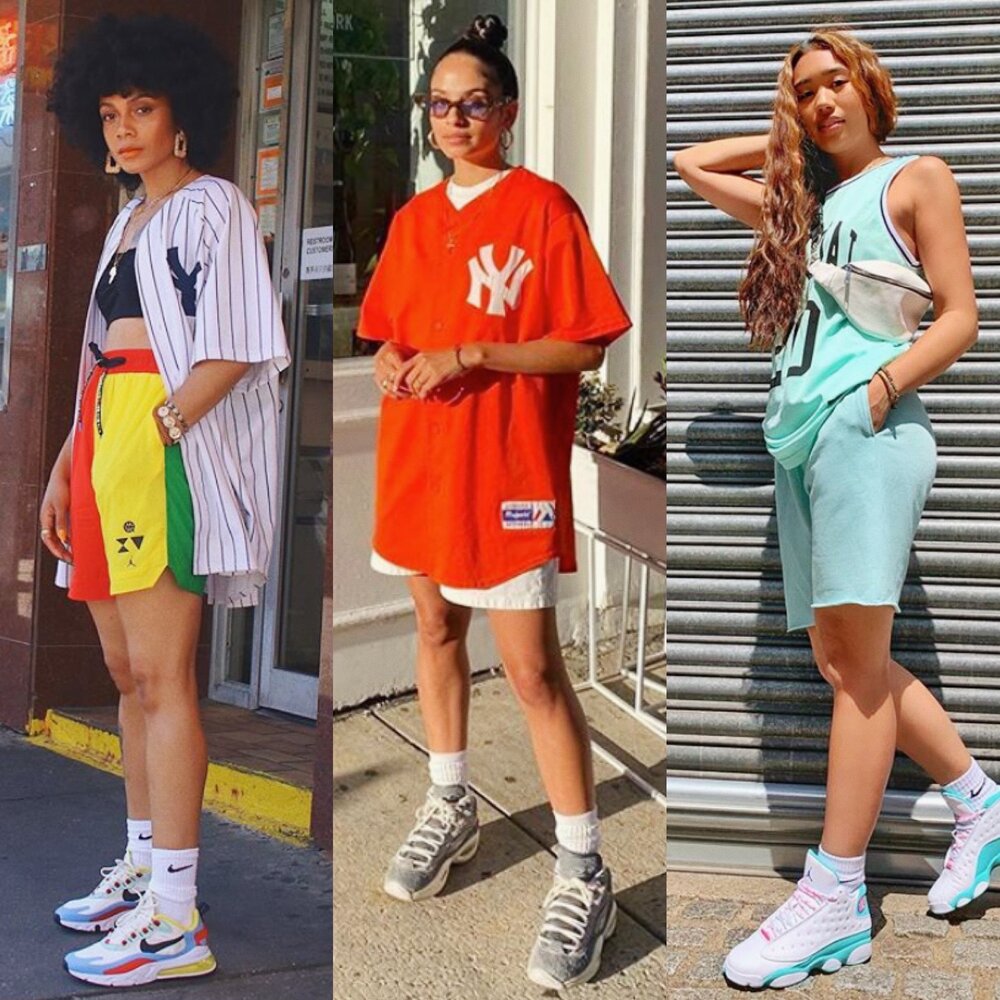   (from left:    @thenotoriouskia    |    @danie.sierra    |    @roxannedeasis   )   STYLING INSPO #2// This outfit combo is all about being comfy and playing with proportions. The jersey fit should be oversized with a hem that hits anywhere from upp
