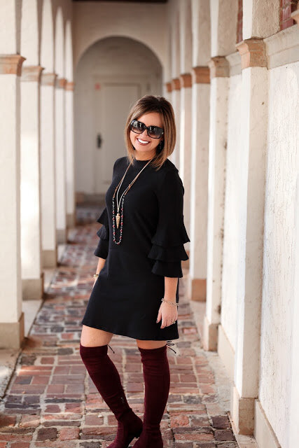 "The Laura" Black Ruffle Sleeve Dress 