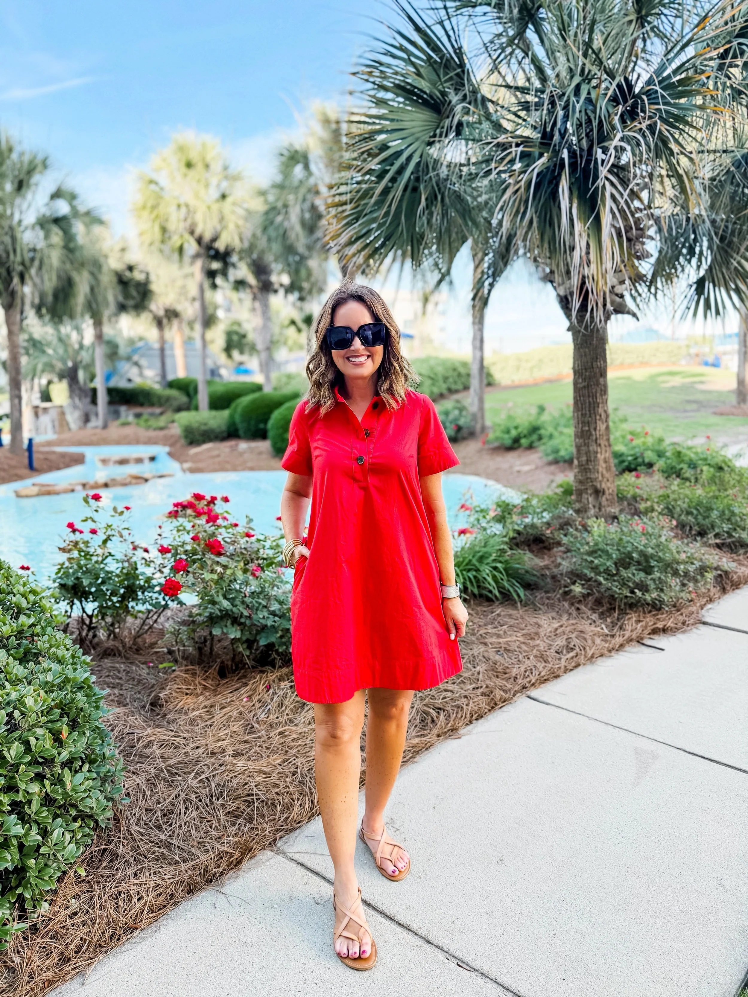 🌊 Dinner at the beach 🏖️
This lightweight swing dress would also be perfect for 4th of July.  It&rsquo;s on a huge sale today for $25 (reg price $89!) 🤩

✨Type the word DRESS below to receive a DM with links to shop✨

You can also shop all my look
