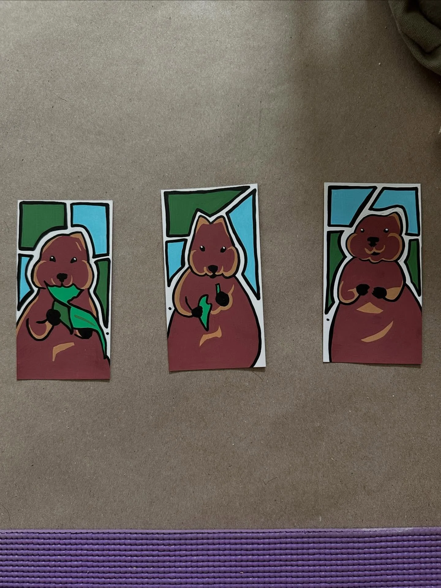 The triptych is complete! Inspired by the @smiling_kokaka, I loved drawing these lil dudes and even redid the first drawing after completing the second bc I felt I got the shape of the head a little better the second time. 

3 approx 4x2&rdquo; marke