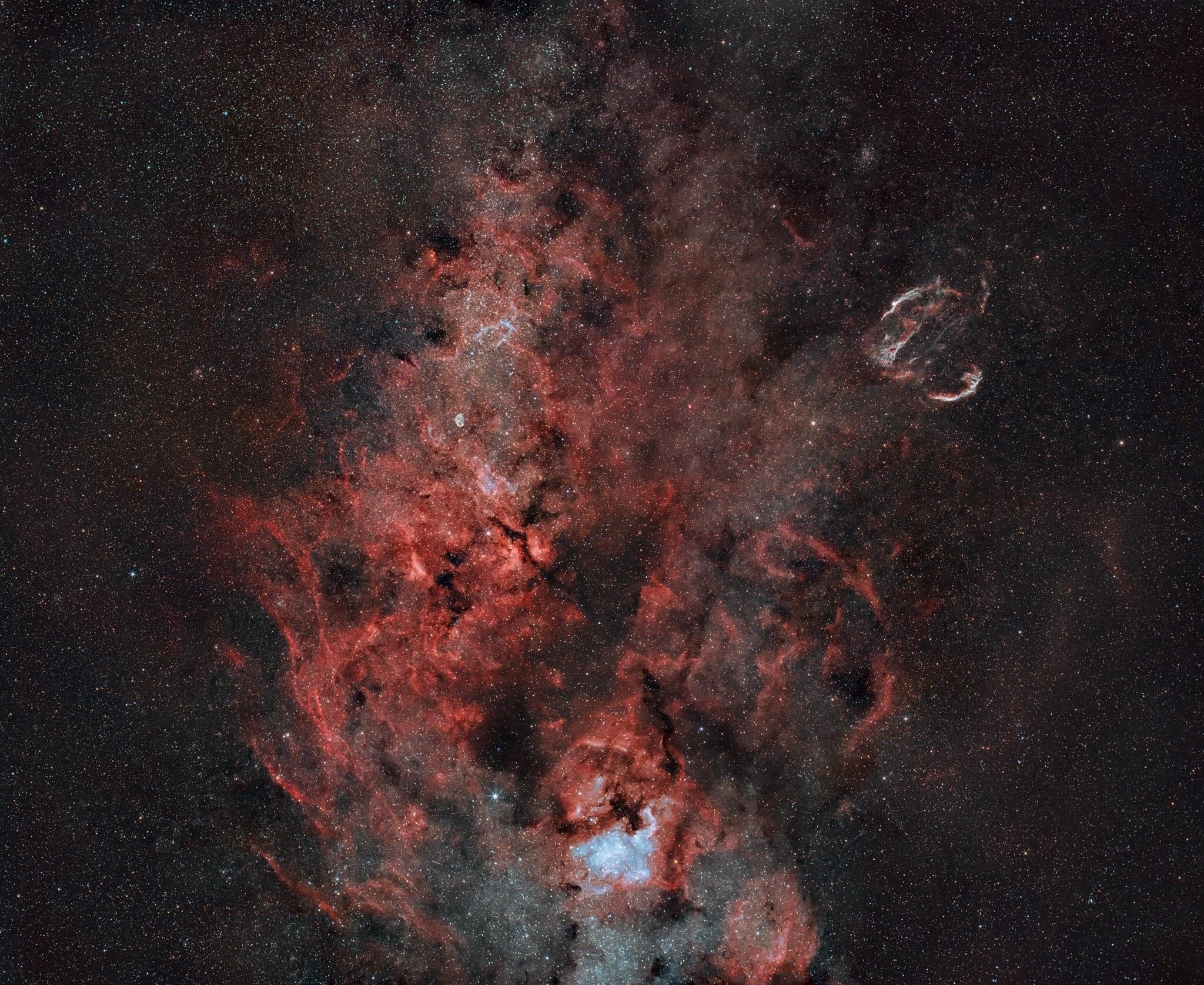 Image Description and Details :&nbsp;Imaging lens: Canon 50mm USM 1.4 @ f/4 Imaging camera: ZWO ASI2600MC Pro Mount: Sky-Watcher EQ6R-PRO Guiding telescope: ZWO Mini Guide Scope Guiding camera: ZWO ASI290MM Mini  Software: Aries Productions Astro Pixel Precessor, Pleiades Astrophoto PixInisight, ZWO ASIAir Pro, Photoshop CC  Filters: Optolong L-eXtreme 2", Optolong L-Pro 2'', Optolong L-eNhance 2" Accessory: ZWO ASIAir Pro  Dates: June 20, 2020, June 21, 2020, Aug. 2, 2021, Aug. 3, 2021, Aug. 4, 2021, Aug. 5, 2021, Aug. 8, 2021, Aug. 10, 2021, Aug. 11, 2021  Frames: Optolong L-Pro 2'': 80x90" (2h) (gain: 100.00) -5C bin 1x1 Optolong L-eNhance 2": 17x1200" (5h 40') (gain: 100.00) -5C bin 1x1 Optolong L-eNhance 2": 36x600" (6h) (gain: 100.00) -5C bin 1x1 Optolong L-eXtreme 2": 80x1200" (26h 40') (gain: 100.00) -5C bin 1x1  Integration: 40h 20' Darks: ~40 Flats: ~40 Flat darks: ~40  Bortle Dark-Sky Scale: 8.00  Locations: Backyard, Nashville, TN, United StatesCopyright: Jeffrey Horne