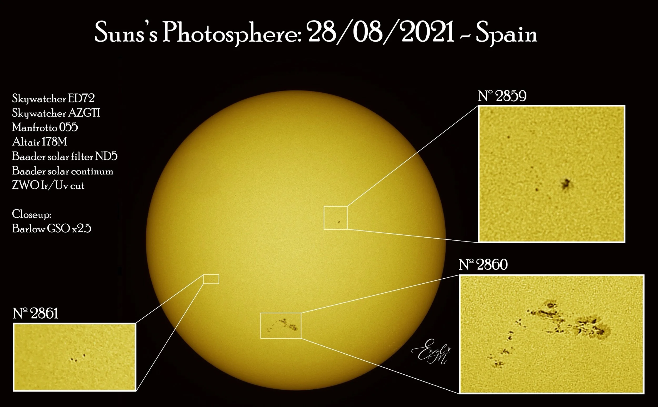 Sun's photosphere. From sunspot 2859 to 2861