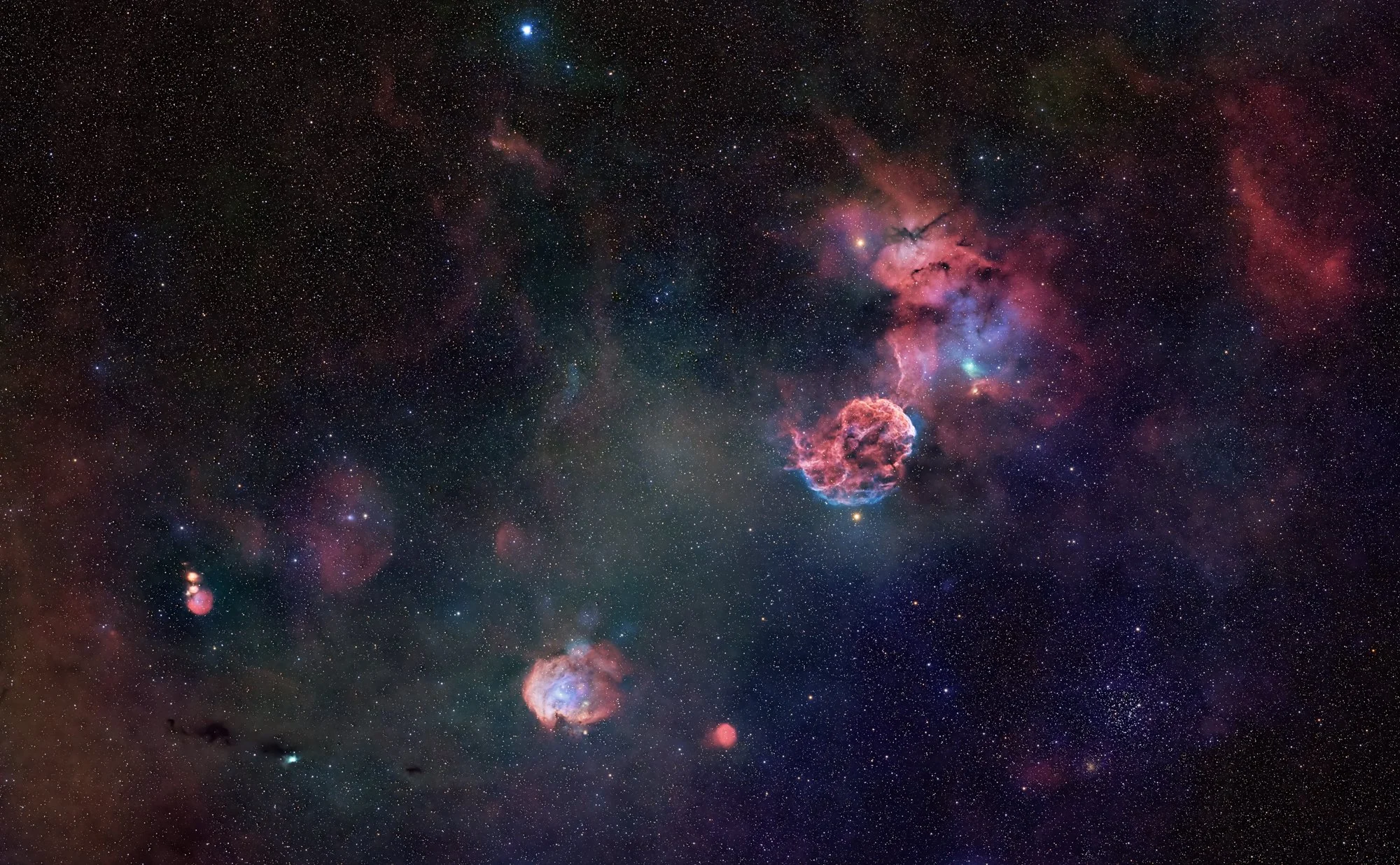 Jellyfish and Monkey head nebulas     